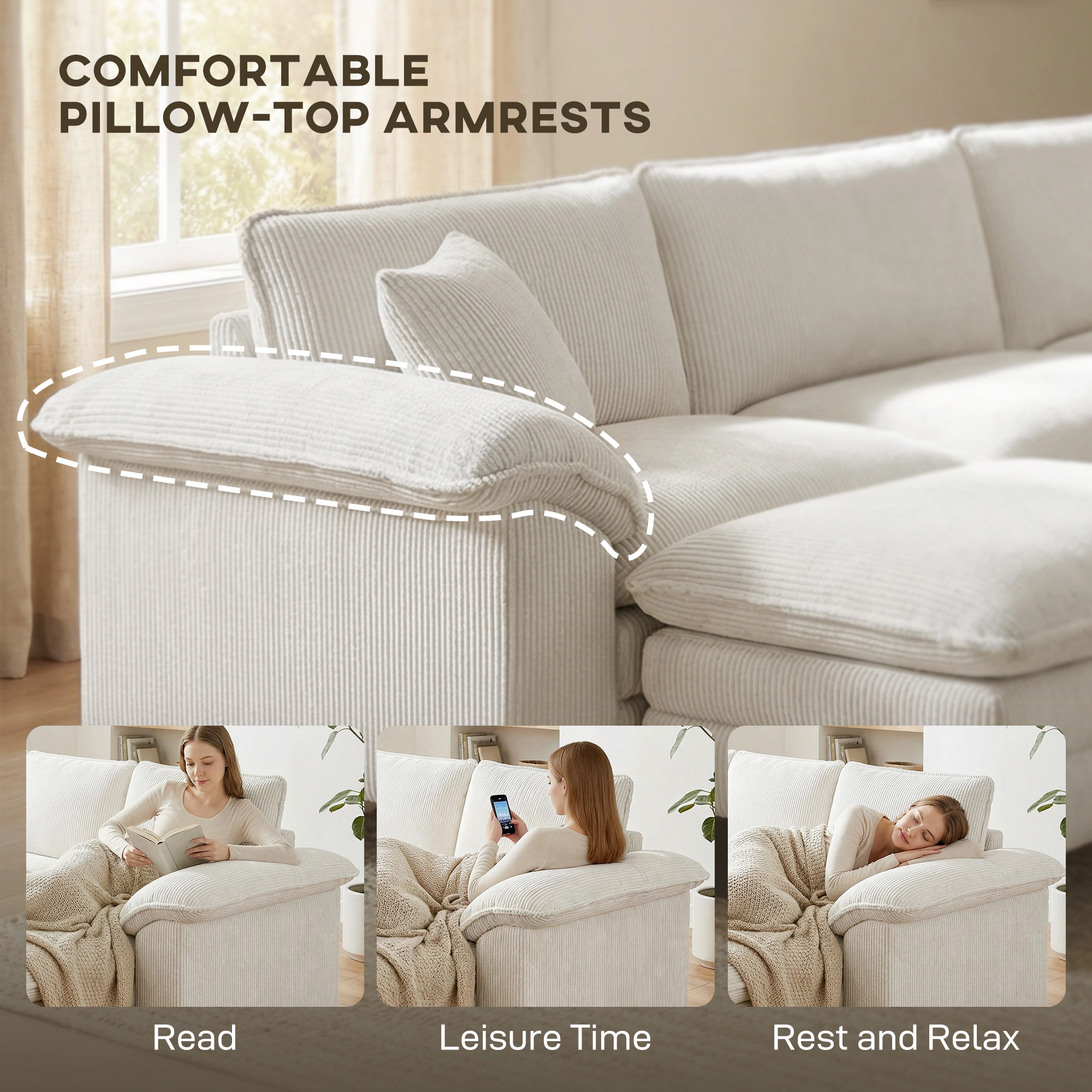Hivvago L-Shaped Sectional Sofa With Movable Ottoman