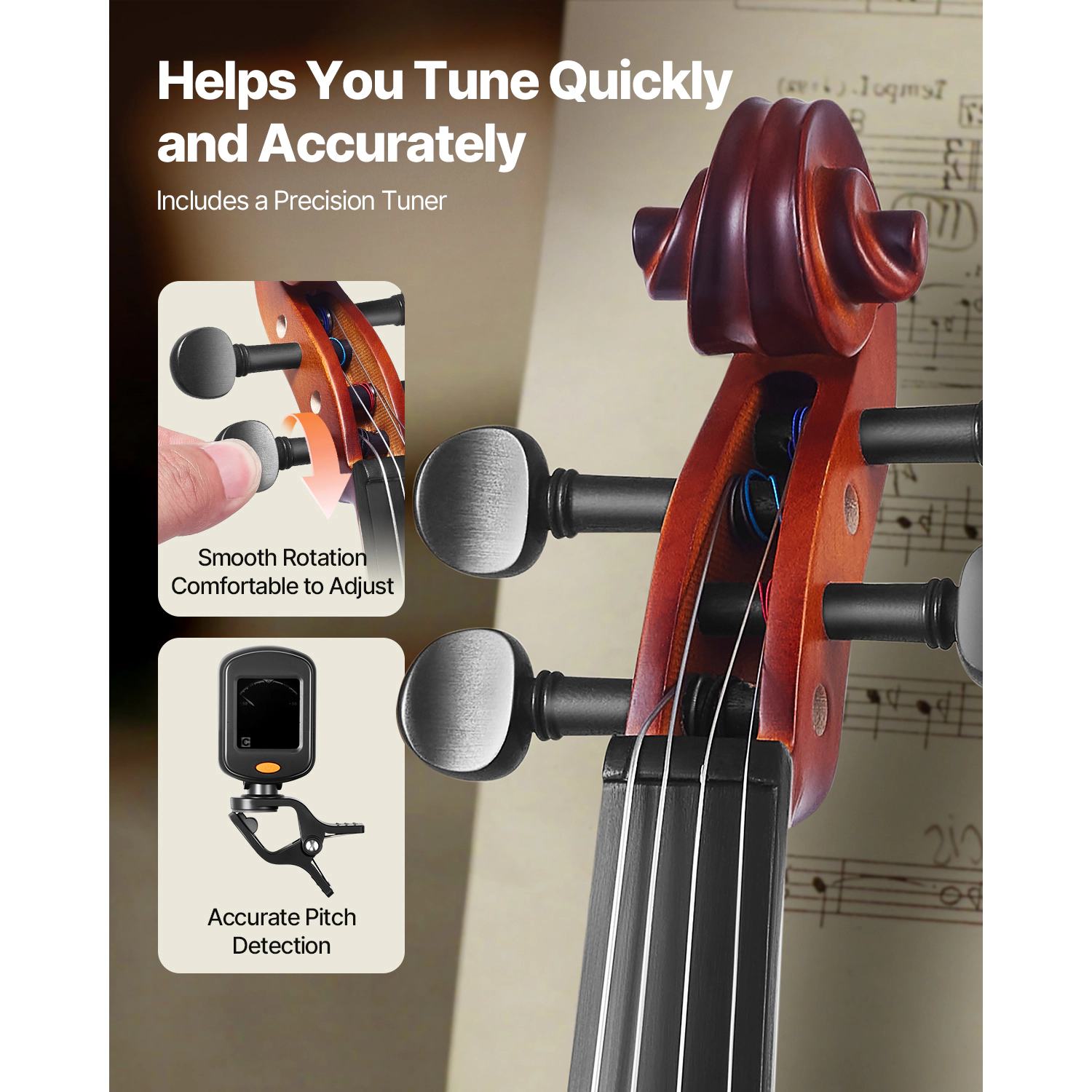 HONGGE Violin for Adults, Fiddle Set Beginners Student with Hard Case, Rosin, Bow, Shoulder Rest, Bridge