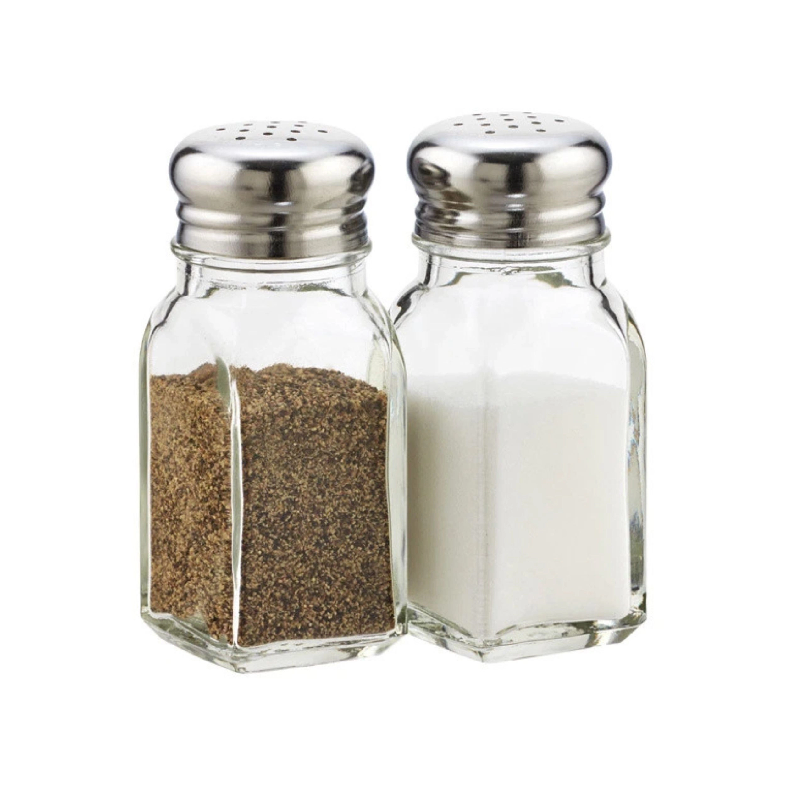 Home Collection Glass Salt and Pepper Shaker Set with Stainless Steel Lids, 2 Pack