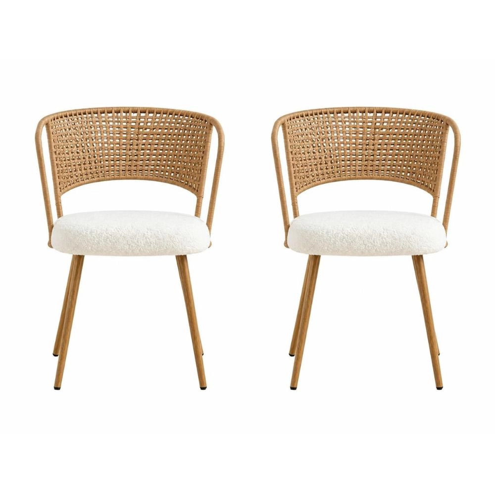 GOODSILO Sturdy Metal Frame Upholstered Woven Dining Seating Chair