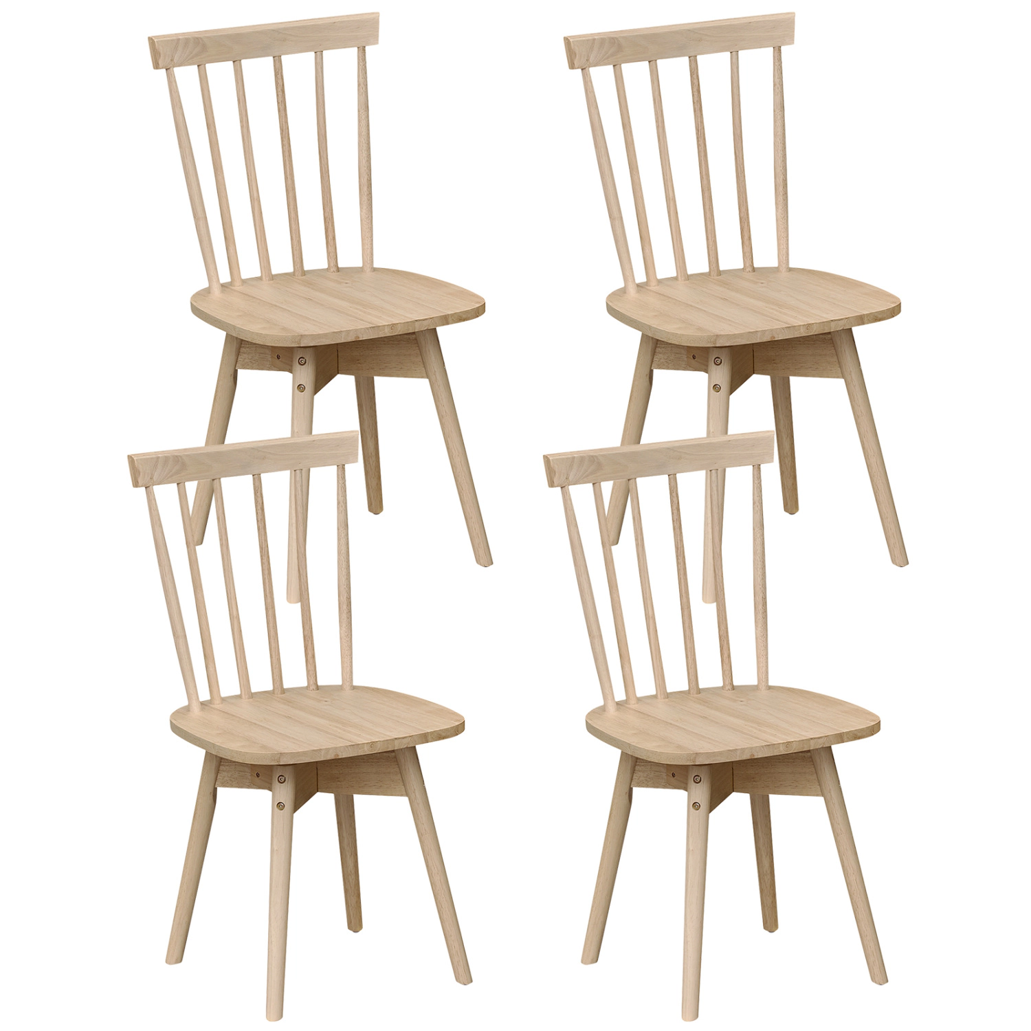 LJG Windsor Dining Chairs Set of Mid Century Rubber Wood Kitchen with Swivel Seat