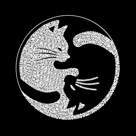 LA Pop Art Yin Yang Cat - Women's Word Art Crewneck Sweatshirt