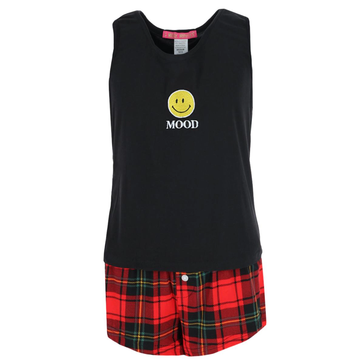 5 More Minutes Girl's Smiley Tank Top and Shorts Sleep Set