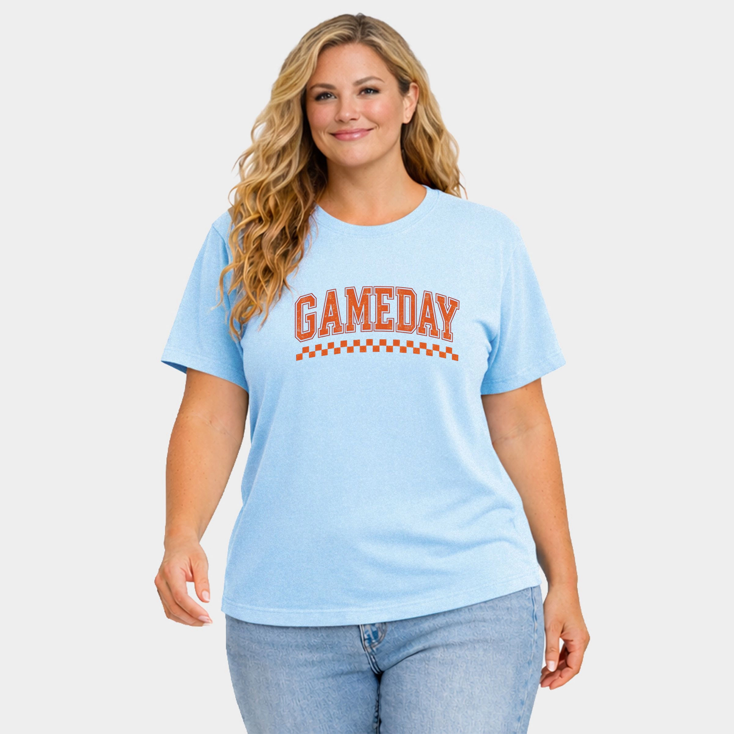 Simply Sage Market - Women's Plus Sized Garment Dyed Graphic T-Shirt Gameday Varsity Checkers