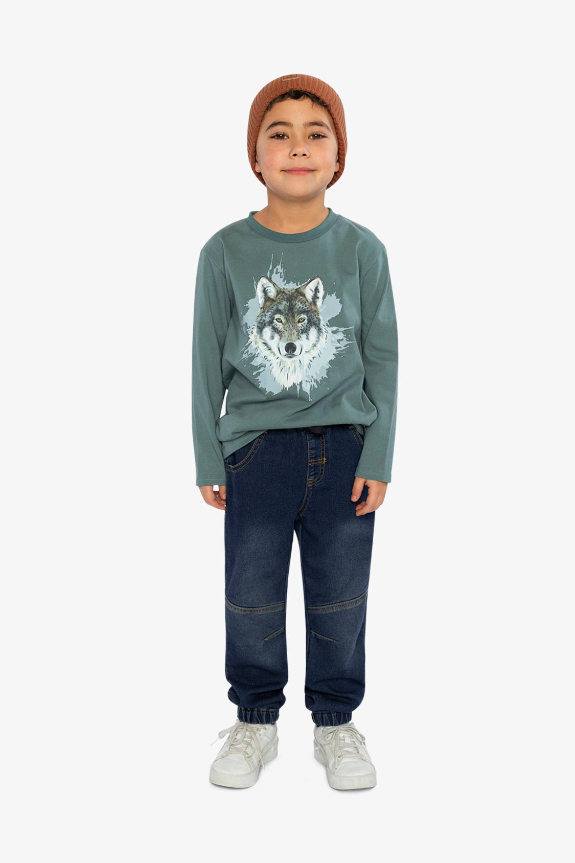 Deux par Boys Long Sleeve T-Shirt with Wolf Graphic