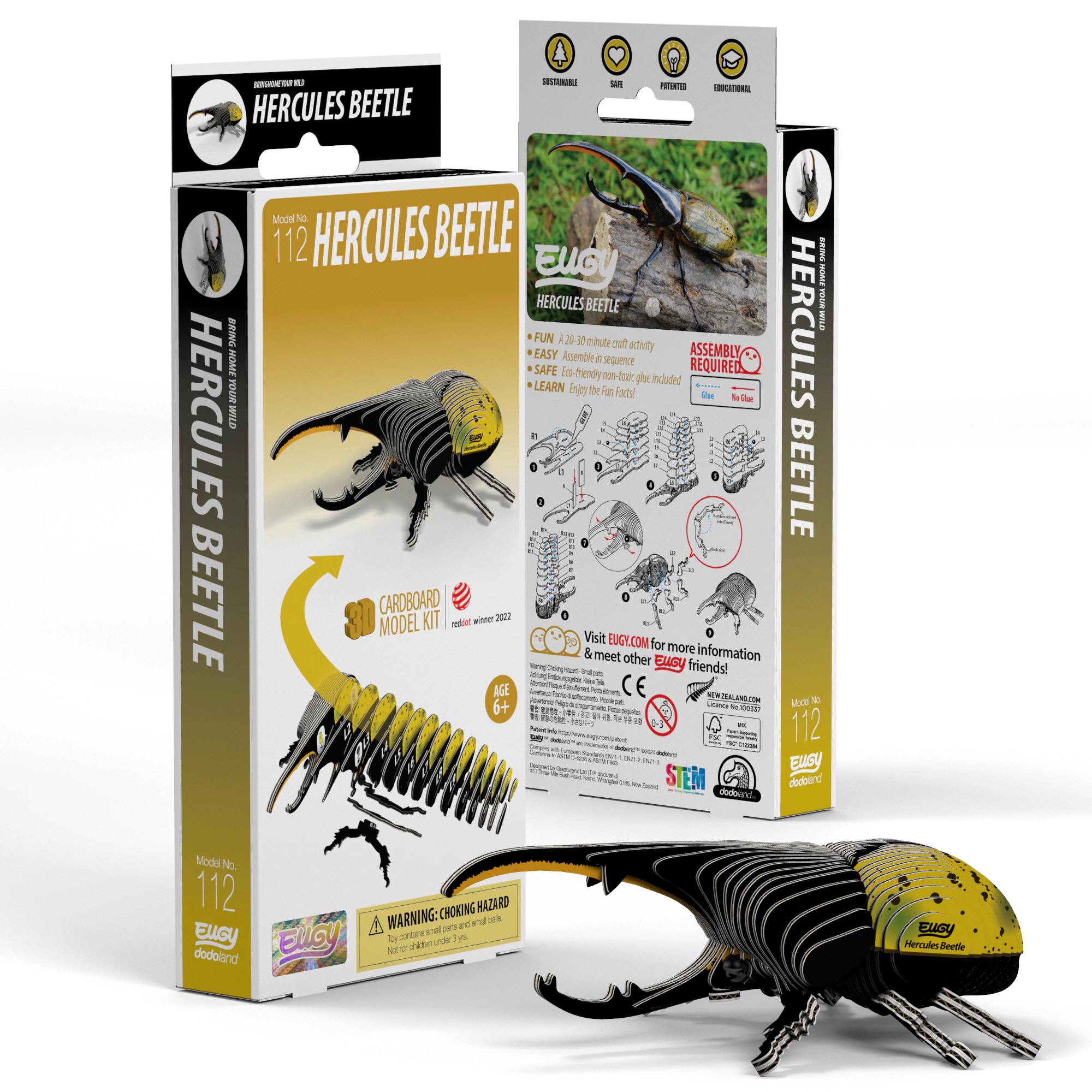 EUGY Hercules Beetle 3D Puzzle - contains 42 puzzle pieces