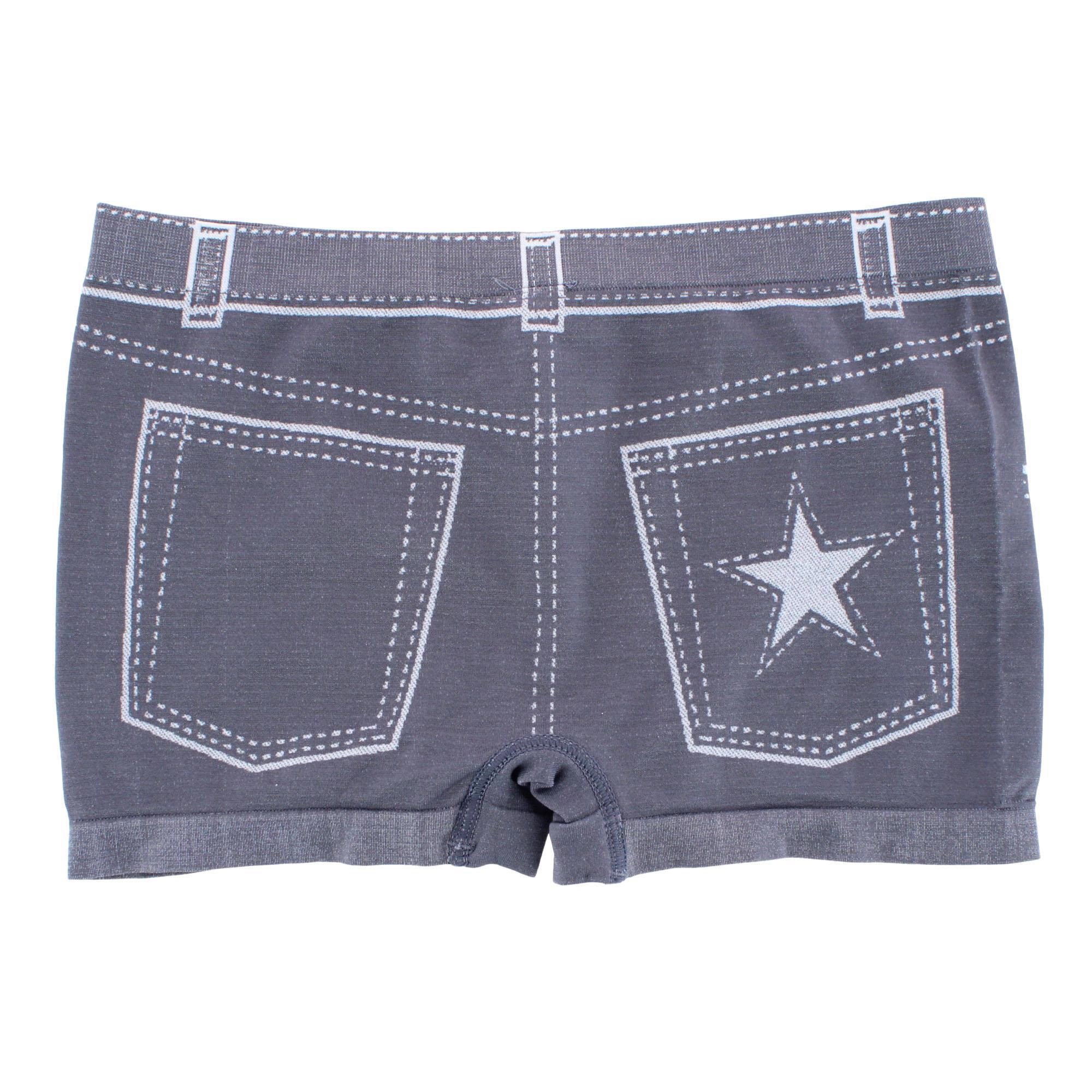 Sofra Women's Seamless Mock Denim Print Boyshort Panties (12 Pack)