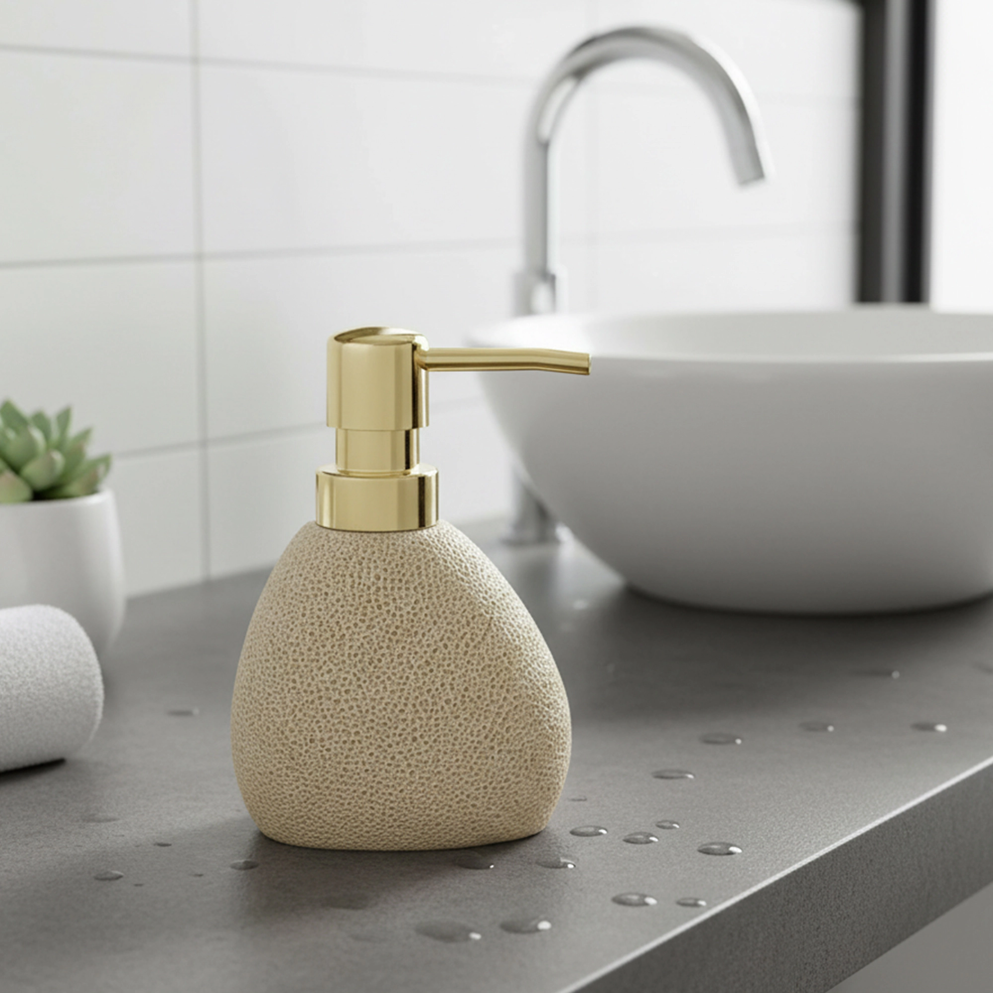 Evideco French Home Goods Sea Sponge Texture Polyresin Soap Dispenser, 7 oz