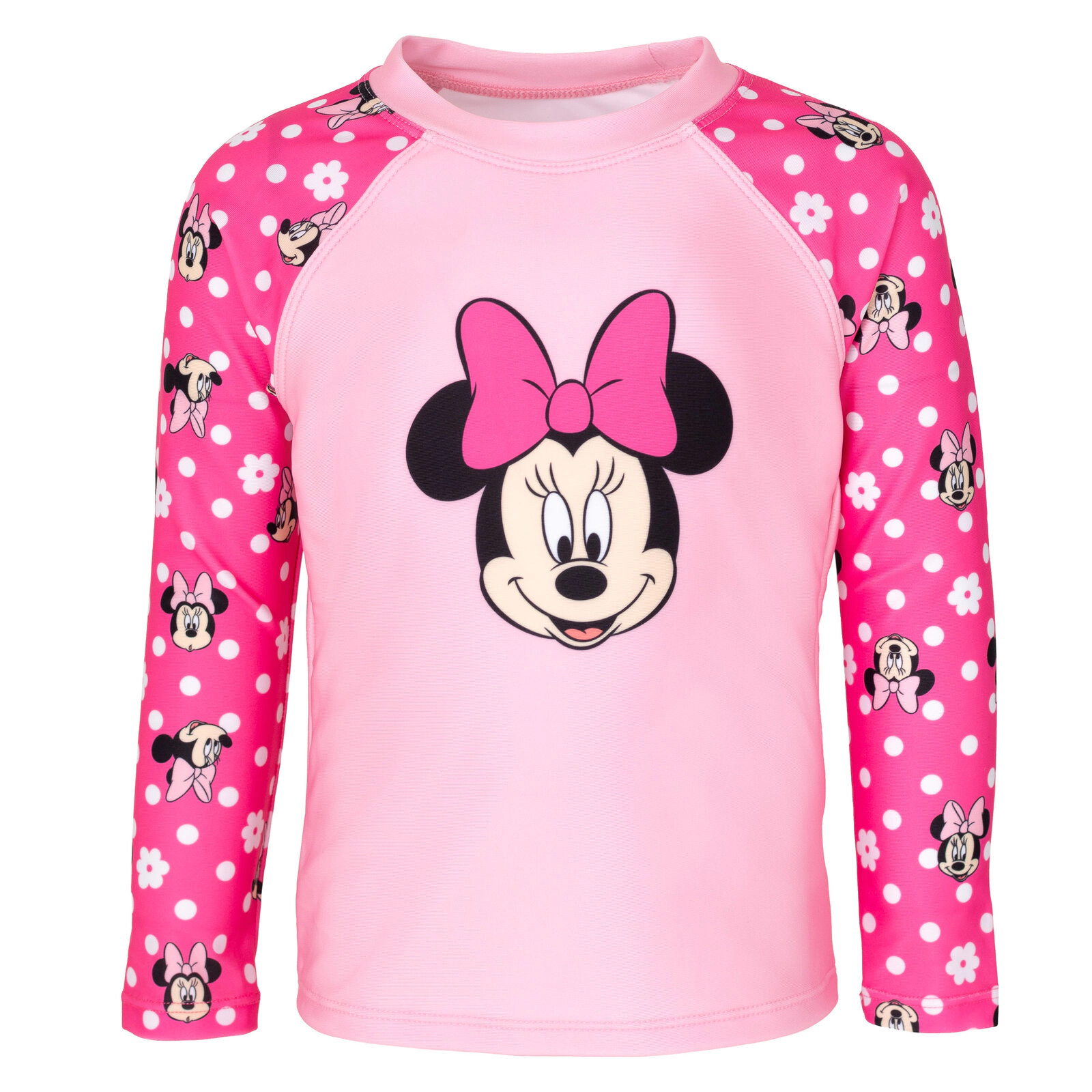 Disney Minnie Mouse Girls' 2-Piece Swimwear Rash Guard and Shorts Set