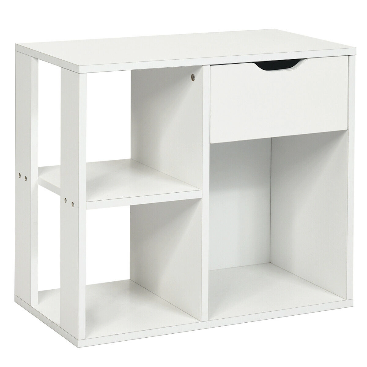 Hivvago 3-Tier Side Table with Storage Shelf and Drawer Space