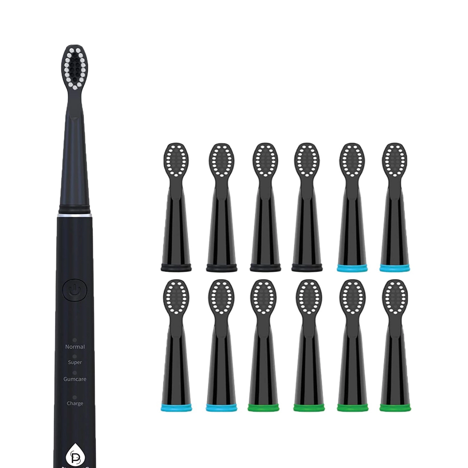 Pursonic Unisex Sonic Electric Toothbrush Set: USB Rechargeable with 12 Brush Heads
