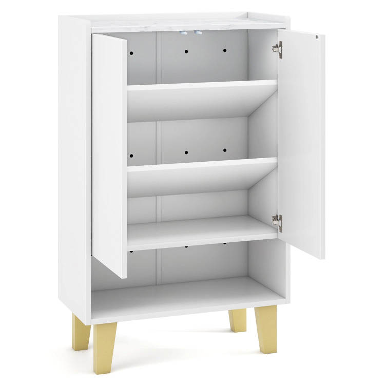 Hivvago 5-Tier Shoe Cabinet With Faux Marble Countertop And Flat Tilting Shelves