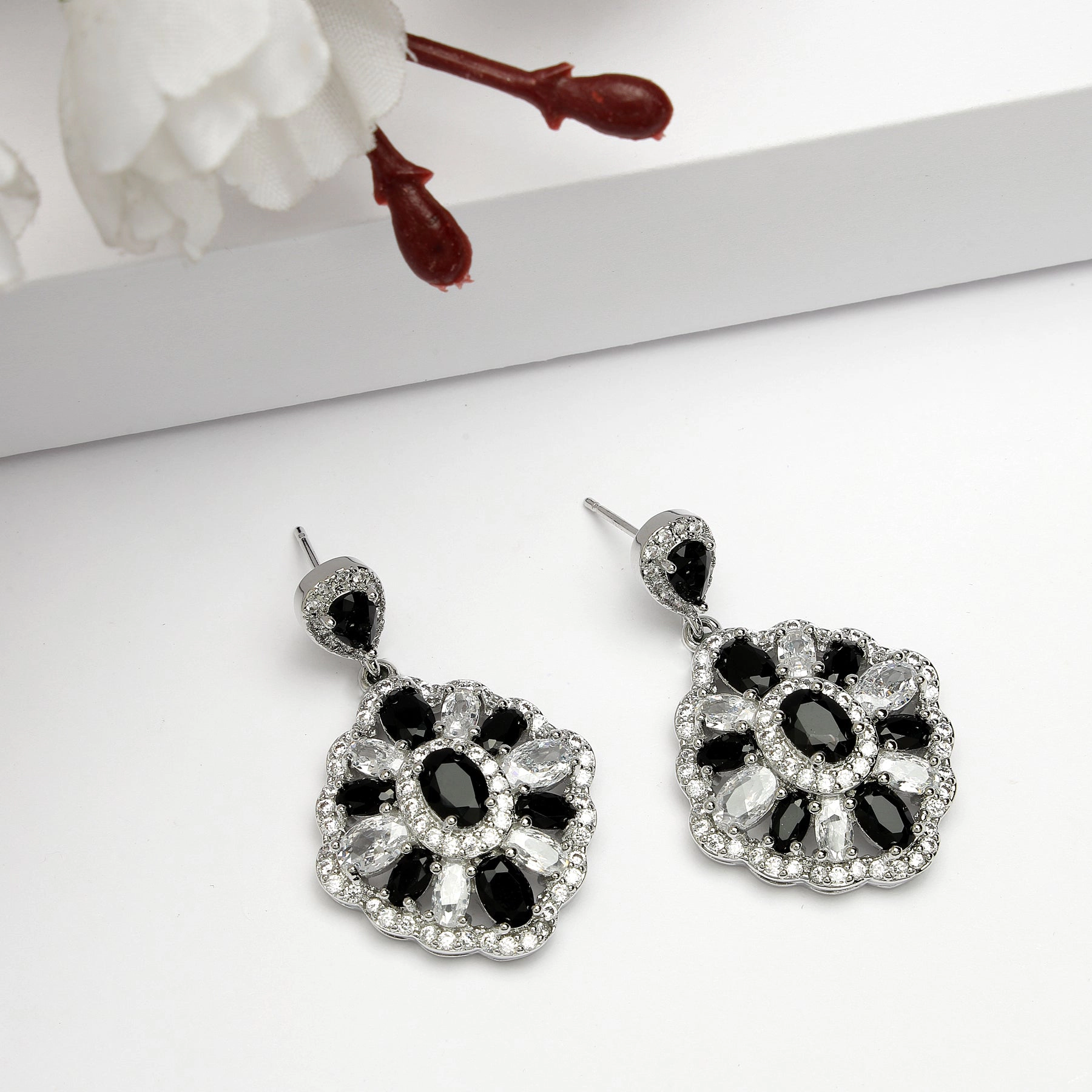AGP PARIS Womens Diva Collection Cubic Zirconia Statement Drop Earrings