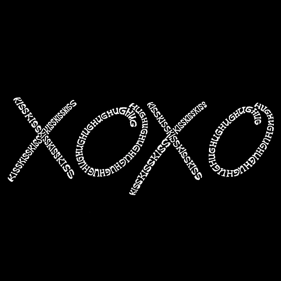 LA Pop Art Womens Word Art V-Neck T-Shirt - XOXO