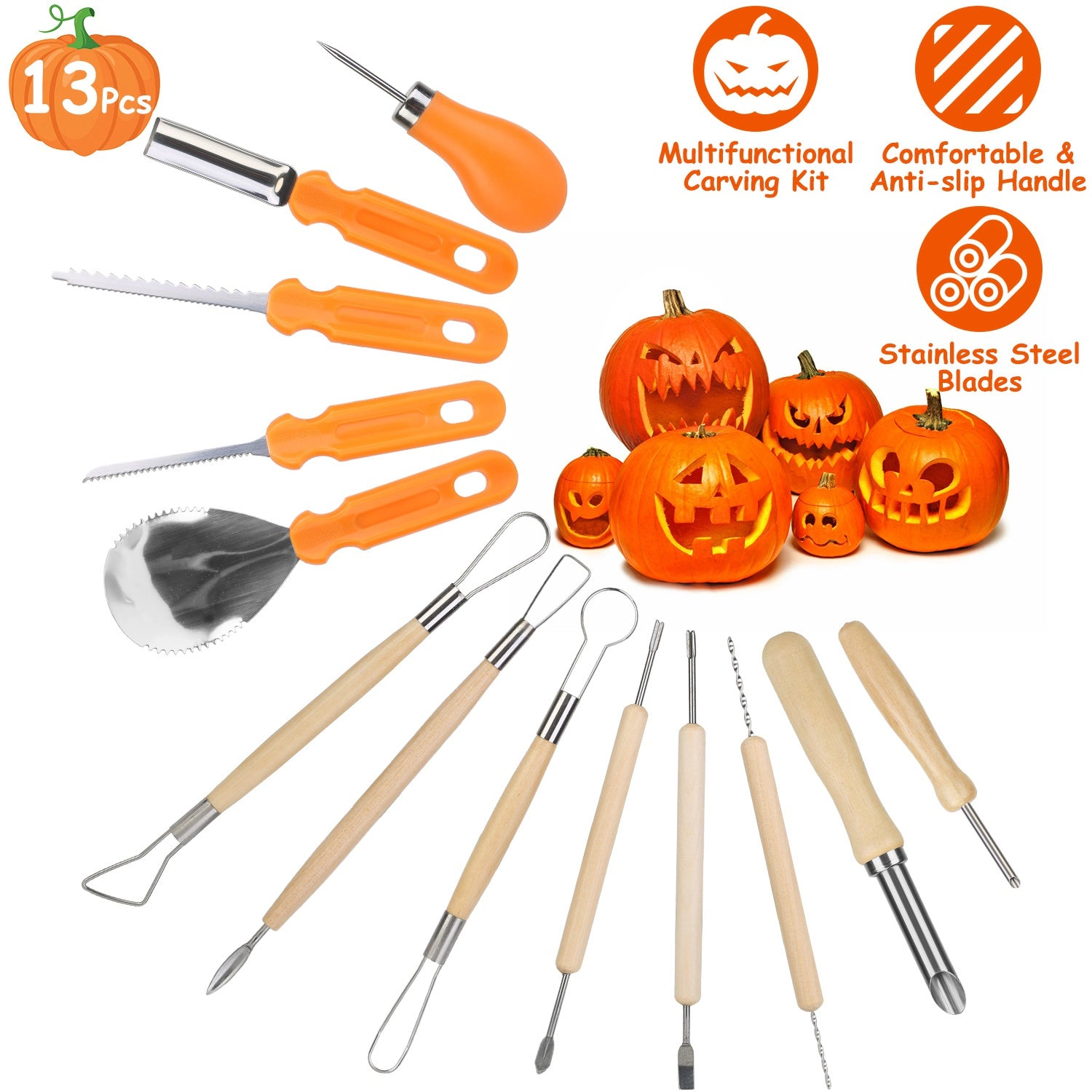 IMounTEK Unisex Stainless Steel Pumpkin Carving Kit