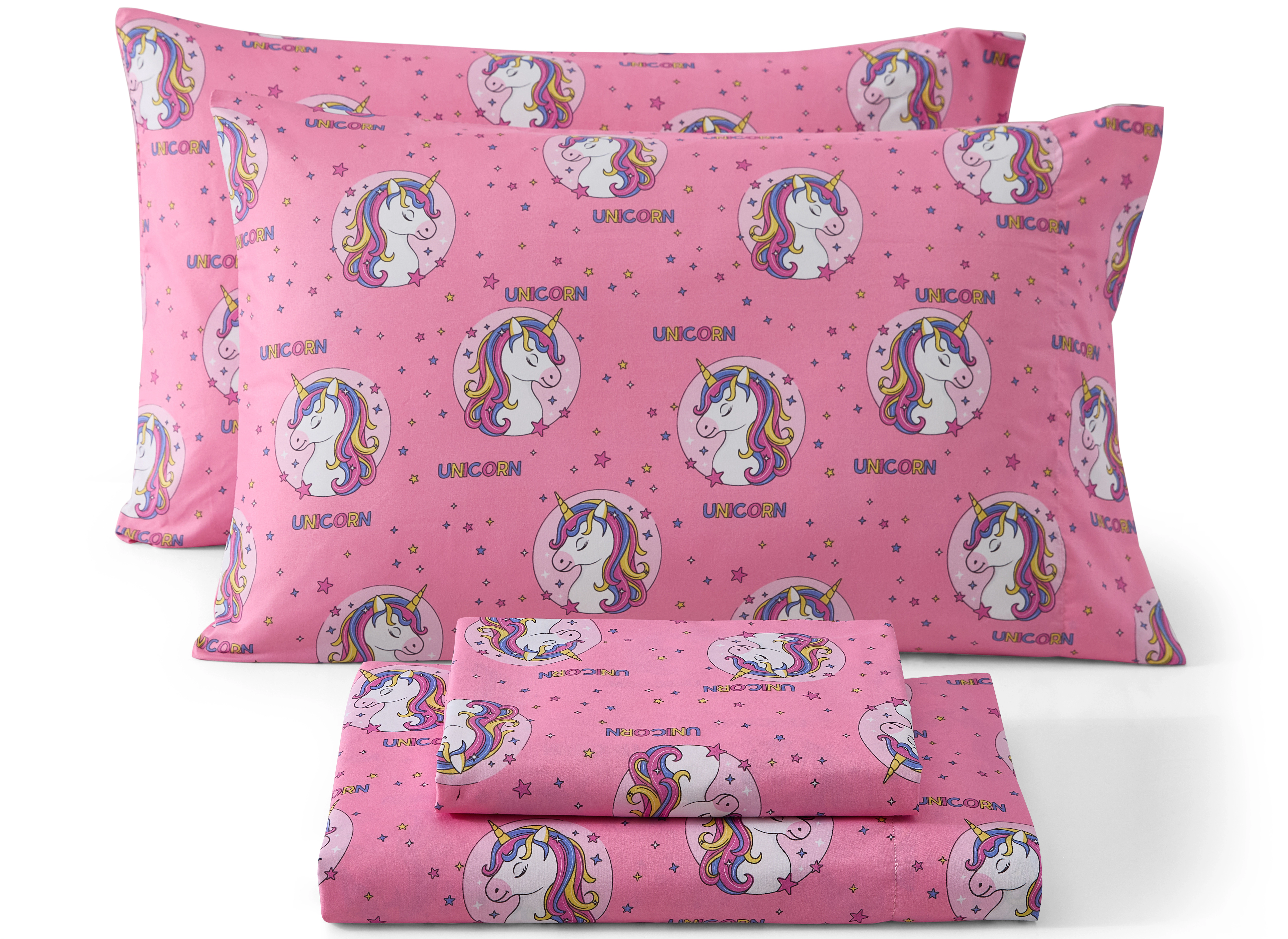HLC.ME Printed Unicorn Girls Kids Bed Sheets Set - Wrinkle Resistant & Ultra Soft Fits Mattresses up to 15 Deep