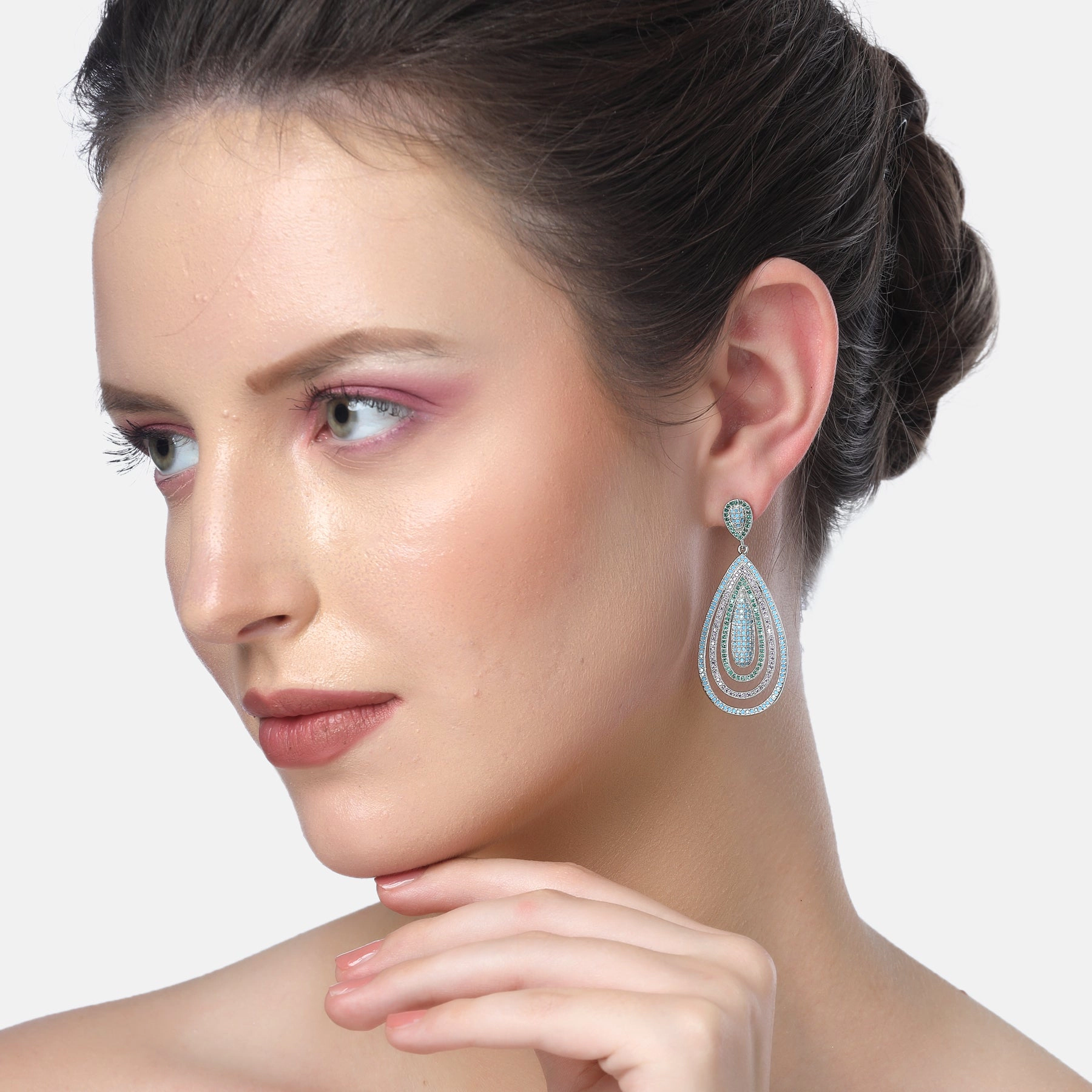 AGP PARIS Womens Diva Sterling Layered Tear Drop Earrings