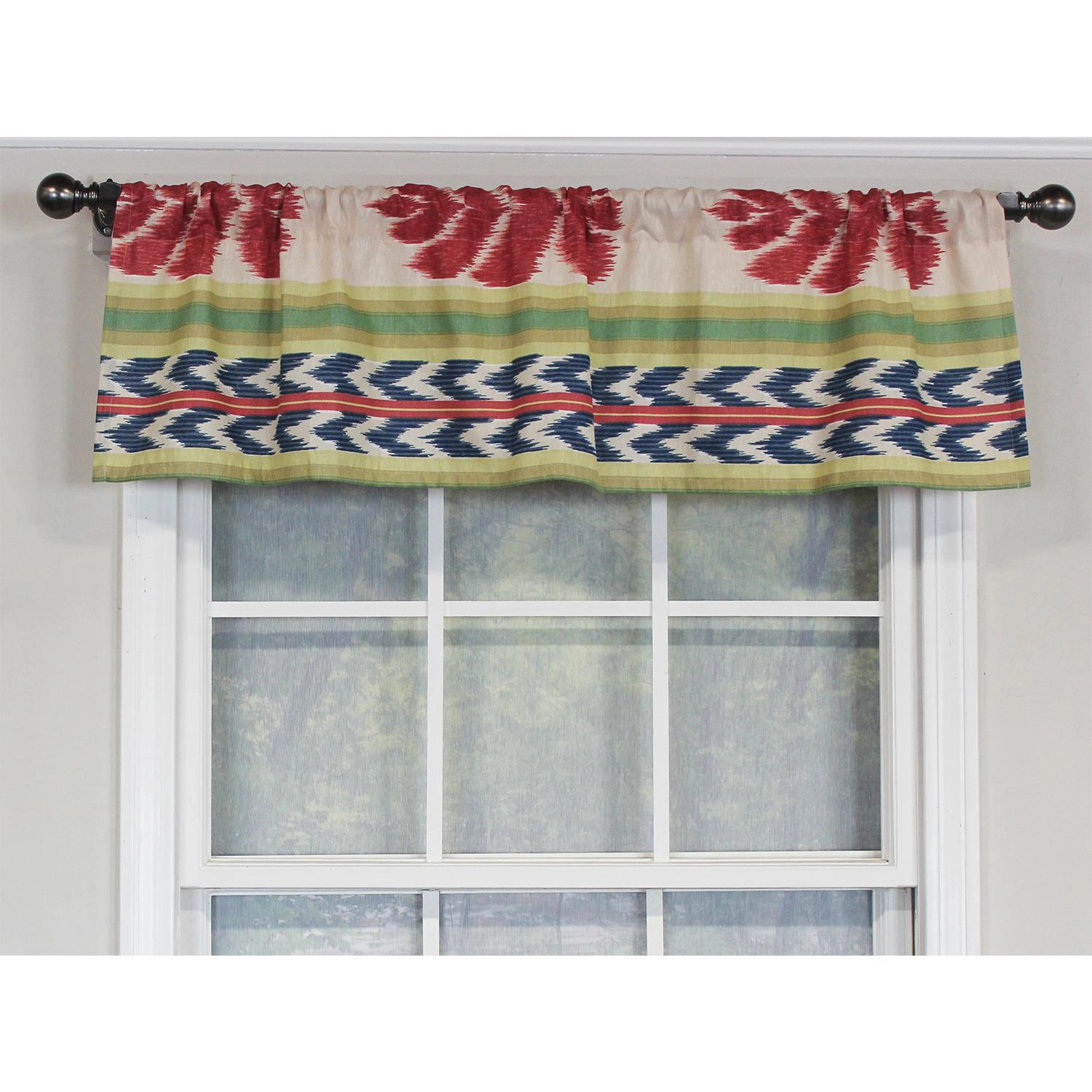 RLF Home Aztec Tailored 100% Cotton with Fully Lined 3" Rod Pocket Valnance for Windows 50" x 14" Multi