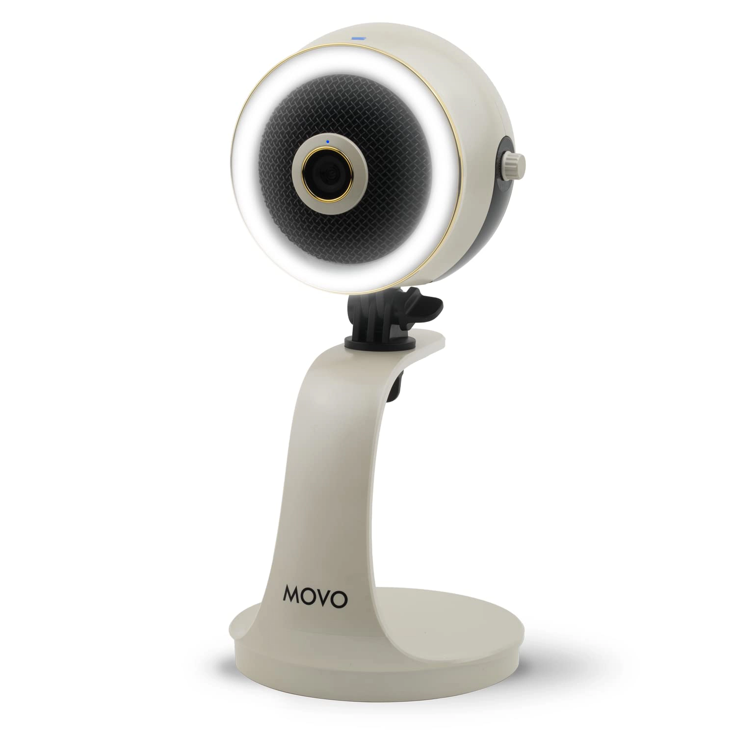 Movo WebMic HD Pro All-in-One Webcam with Mic and Ring Light in Pearl White- 1080p HD Camera, Pro Cardioid Condenser