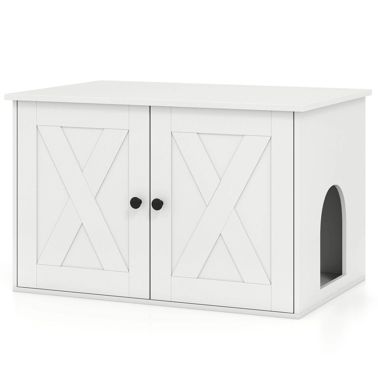SUGIFT White Hidden Cat Litter Box Enclosure with Divider 31.5-in W 21-in D 20-in H 66-lb Tabletop Capacity