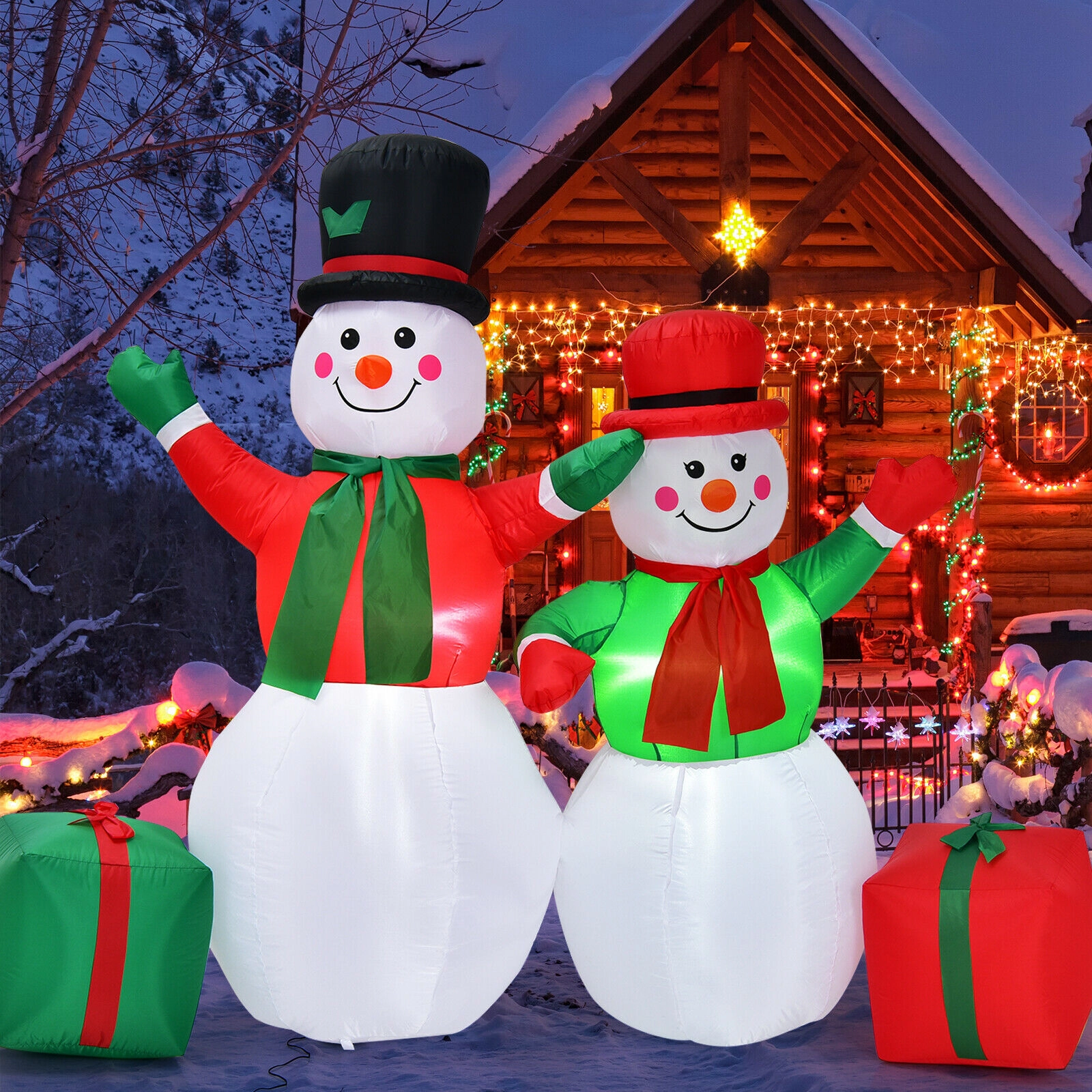 SUGIFT 6-ft Christmas Inflatable Snowman Blow Up Outdoor Yard Decoration with LED Lights and Stakes