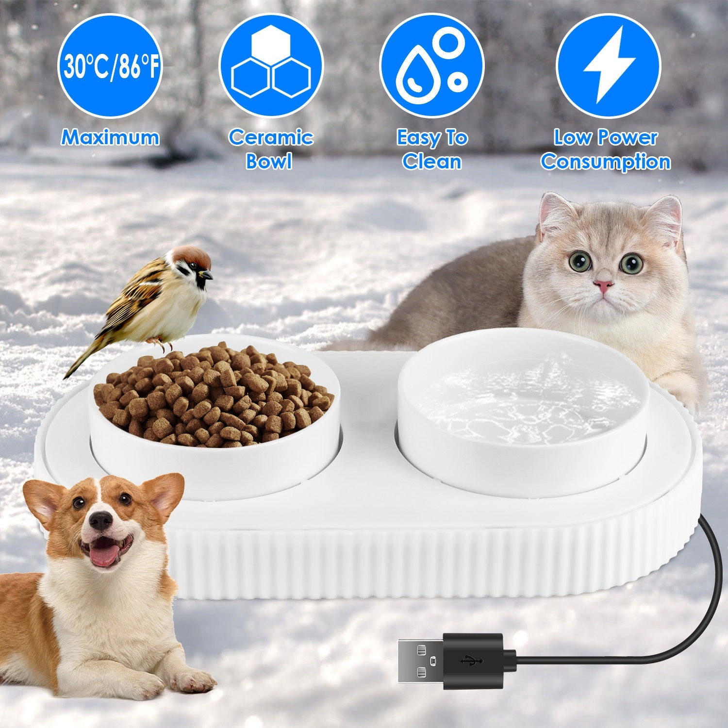 GBruno Ceramic Heated Pet Water Bowl