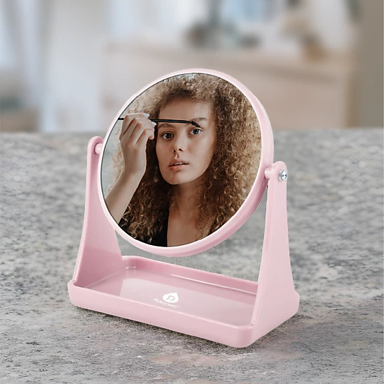 Pursonic Unisex Dual Magnification Vanity Mirror with Organizer Tray – 1x/5x Swivel Makeup & Grooming Mirror