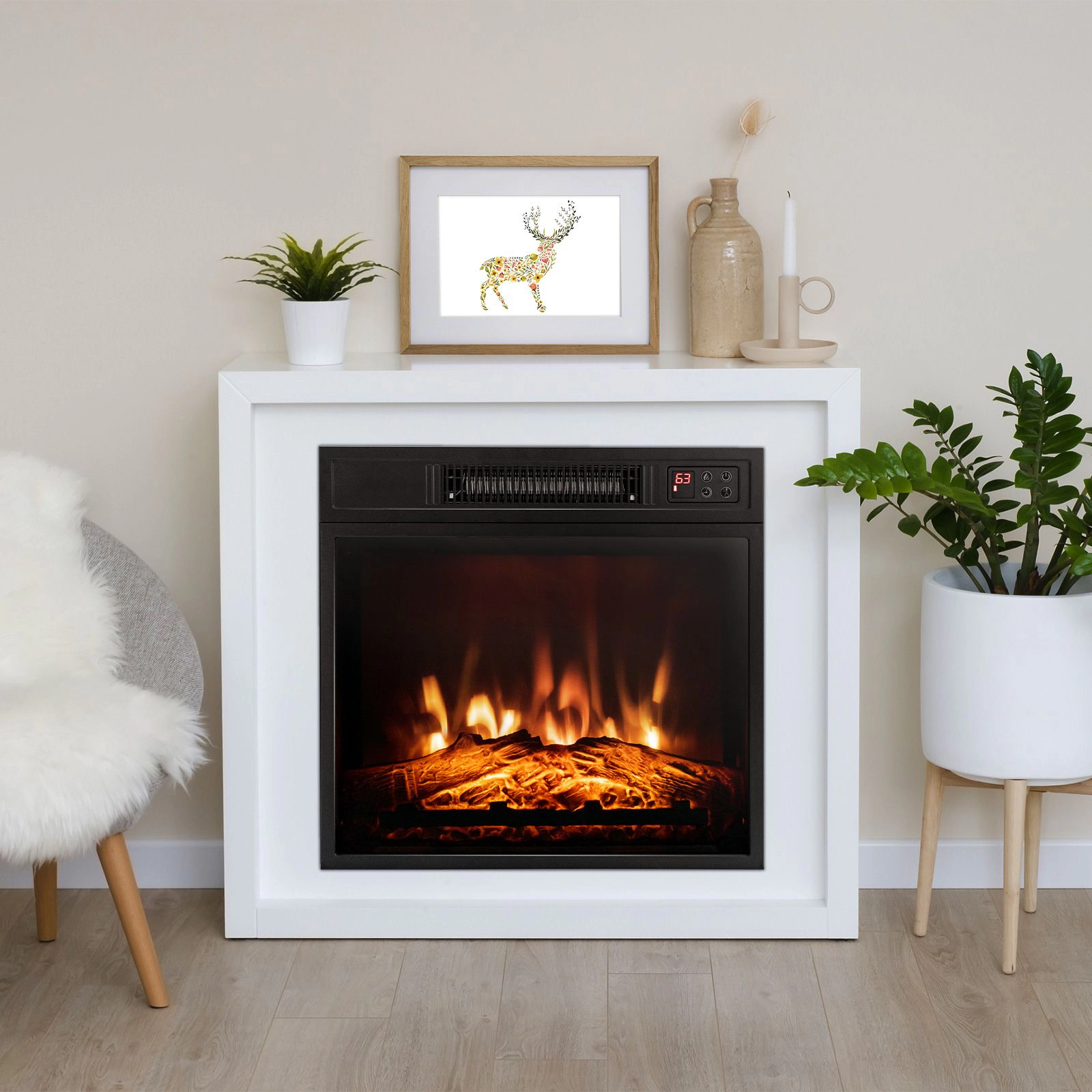 SlickBlue Electric Fireplace Insert for TV Stand or Cabinet, 18/23 Inch, 1400W, Adjustable Flame