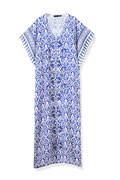 Youzey Women's Mediterranean Floral Mosiac Maxi Dress