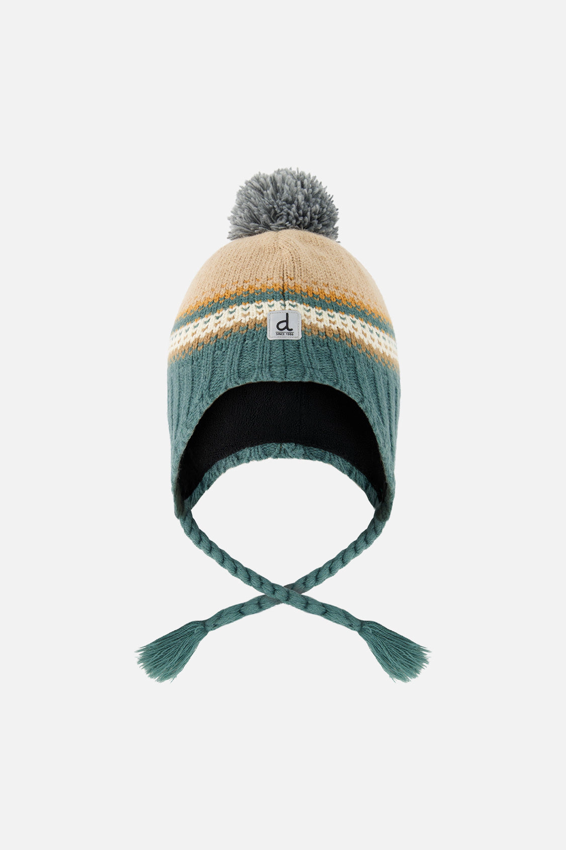 Deux par Boys Chevron Jacquard Winter Peruvian Knit Hat with Pompom
