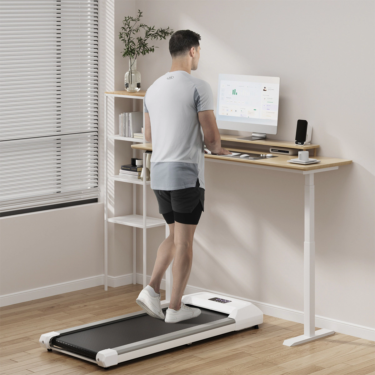 SUGIFT White 2.25-HP Walking Pad Treadmill with LED Display and Remote Control 46-in W 21-in D 265-lb User Capacity