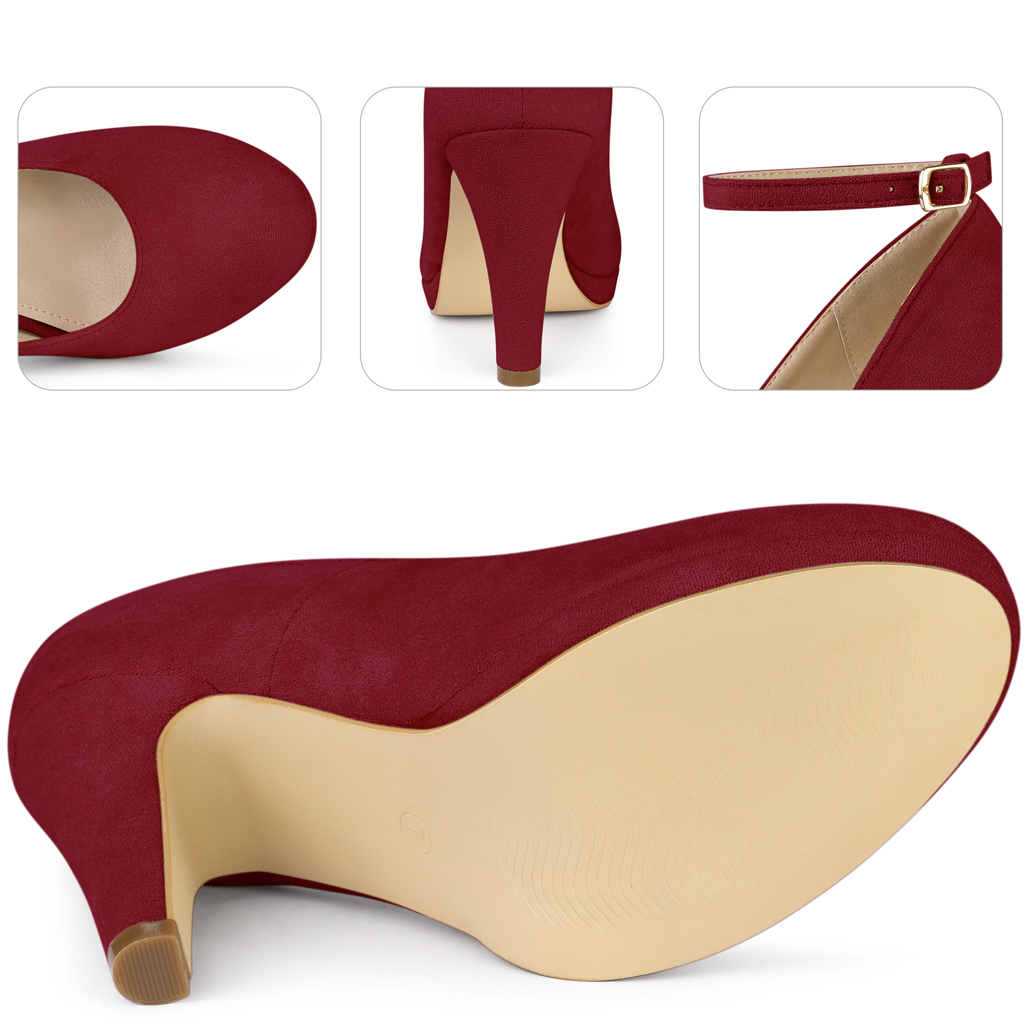 BLISSFUL STEP Women Chunky Heel Round Toe Mary Jane Pumps