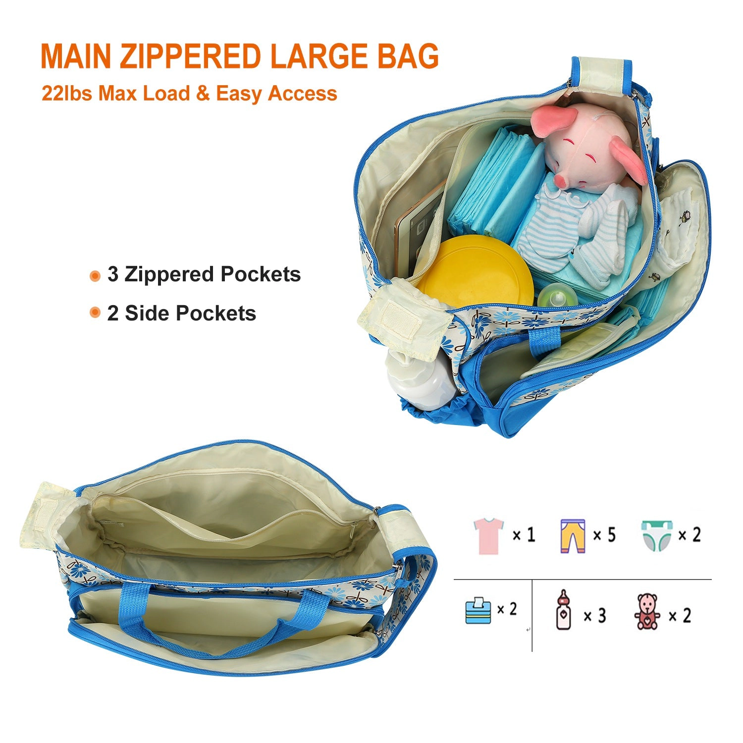 GBruno 5-Piece Diaper Bag Set With Changing Pad