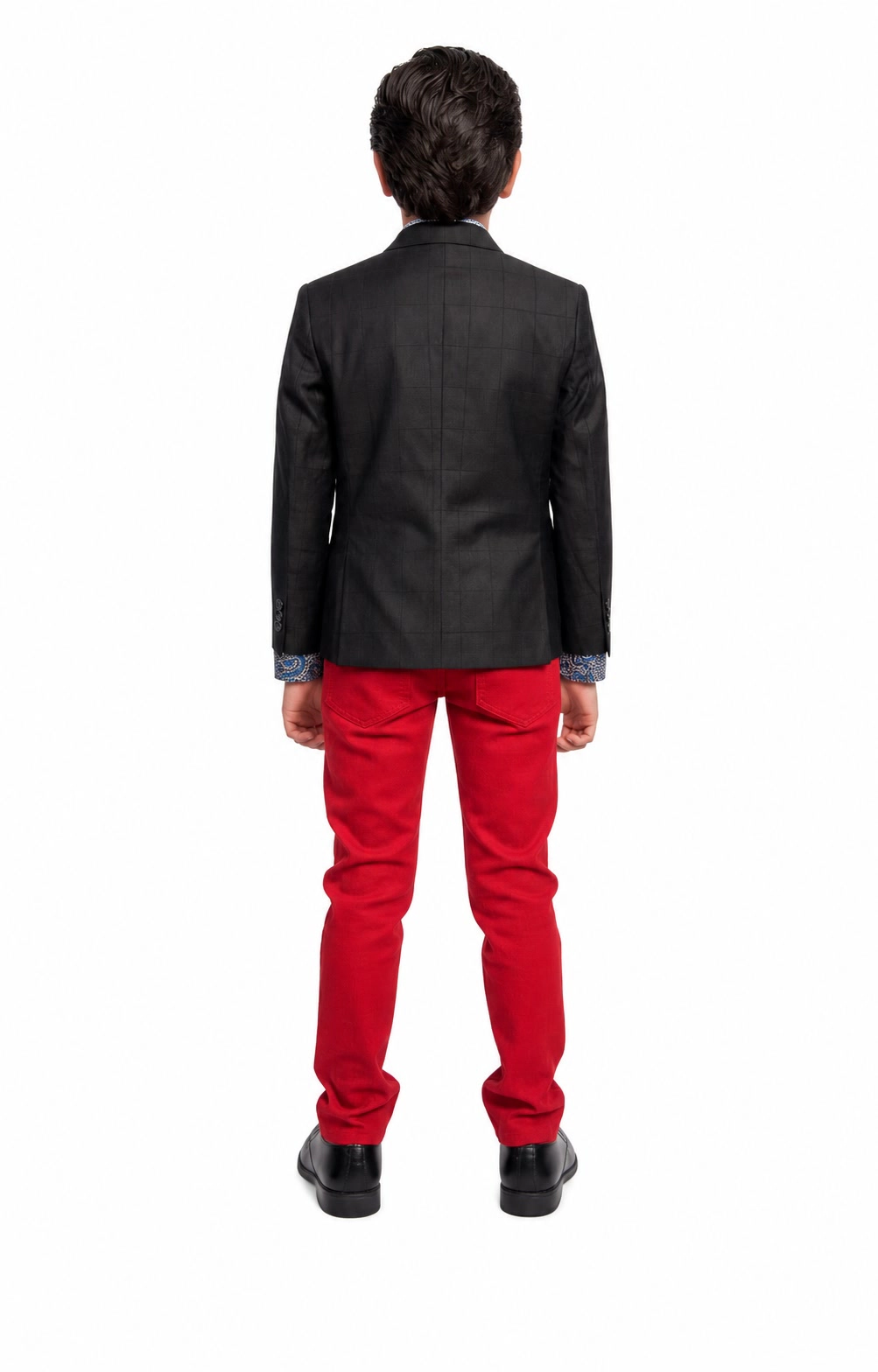 Elie Balleh Boys Slim Fit Windowpane Jacket