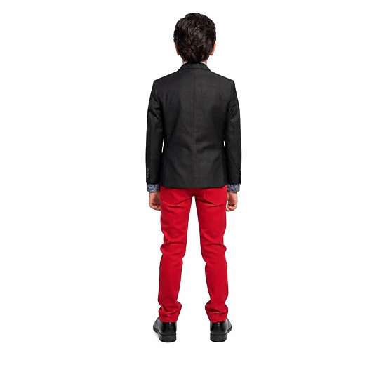 Elie Balleh Boys Slim Fit Windowpane Jacket