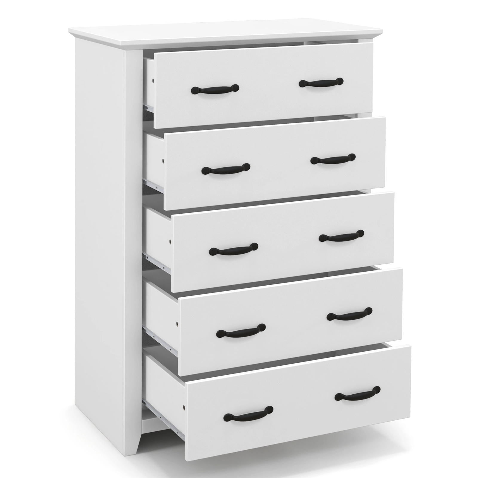 LJG Tall Storage Dresser with 5 Pull-Out Drawers for Bedroom Living Room