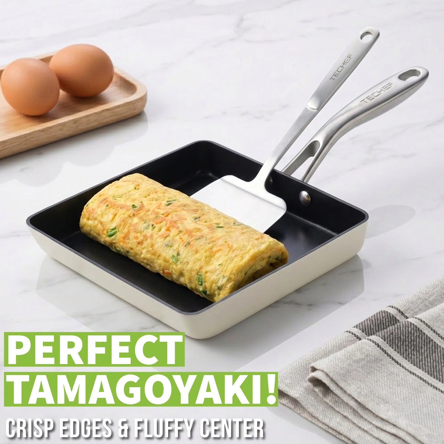 TECHEF - ValenCera - Ceramic Nonstick Tamagoyaki Japanese Omelette Pan/Egg Pan