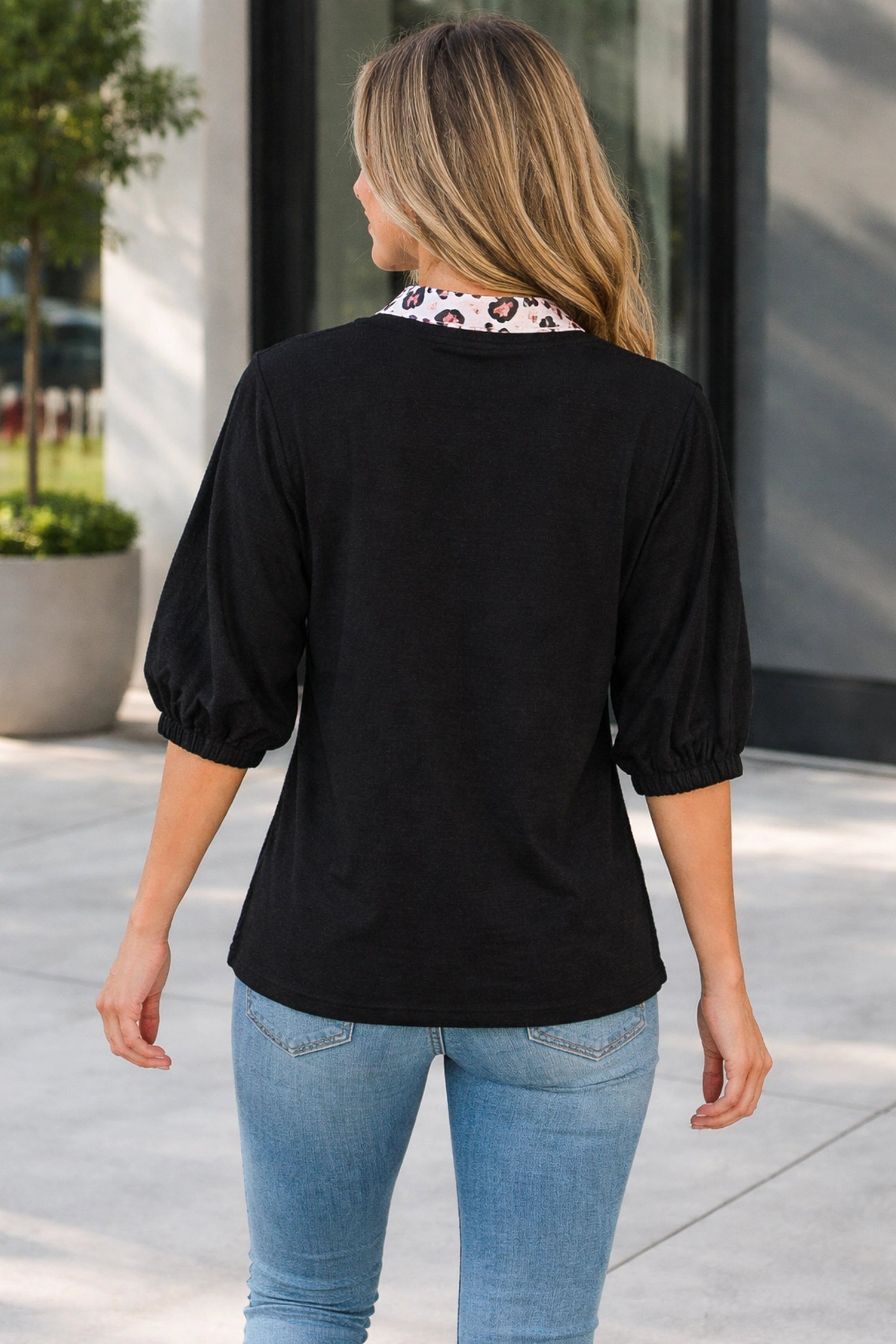 Threaded Pear Women's Keziah Sleeve Patchwork Trim Blouse