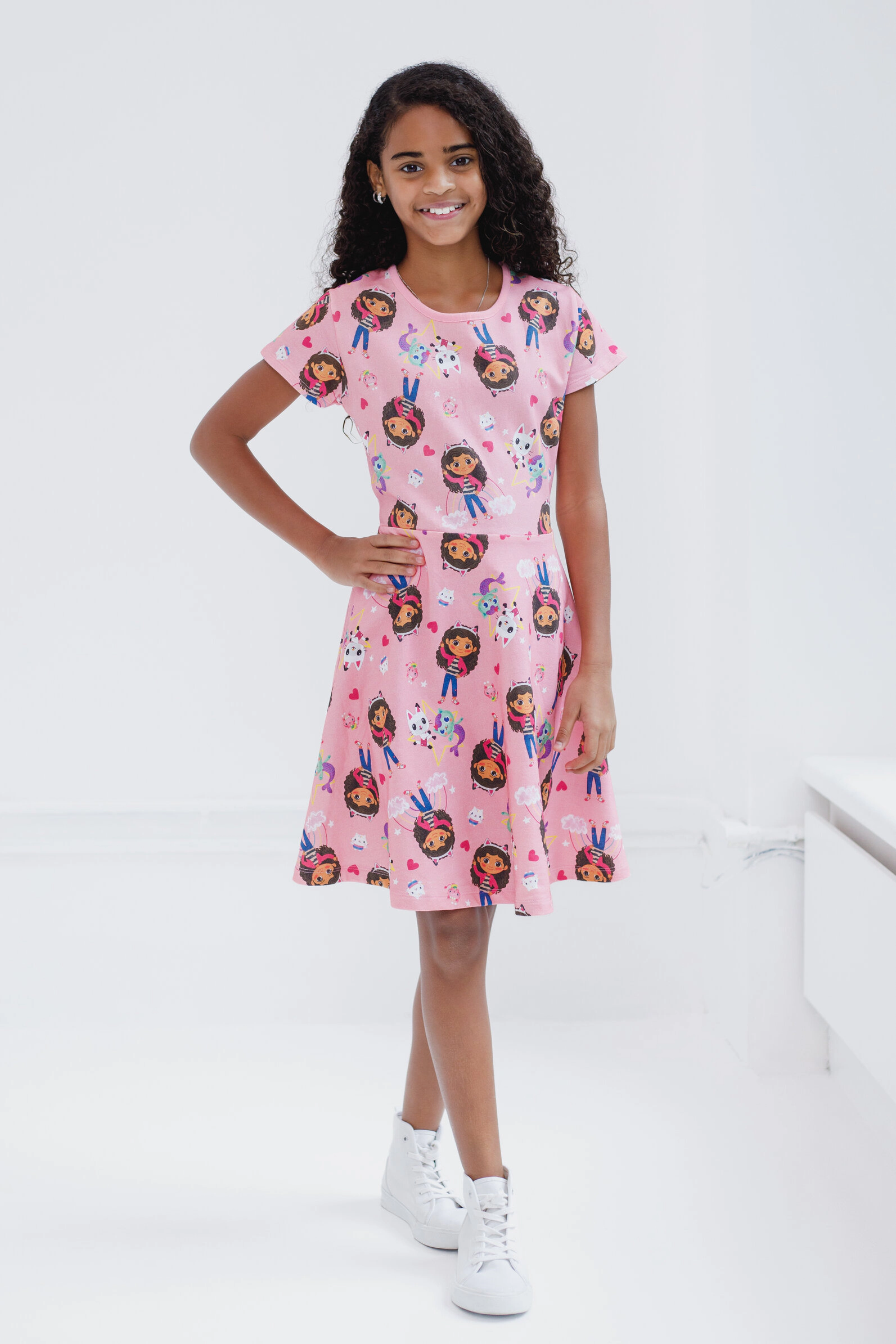 Dreamworks Gabby's Dollhouse Girls' Short Sleeve Skater Dress