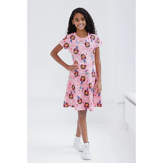 Dreamworks Gabby's Dollhouse Girls' Short Sleeve Skater Dress