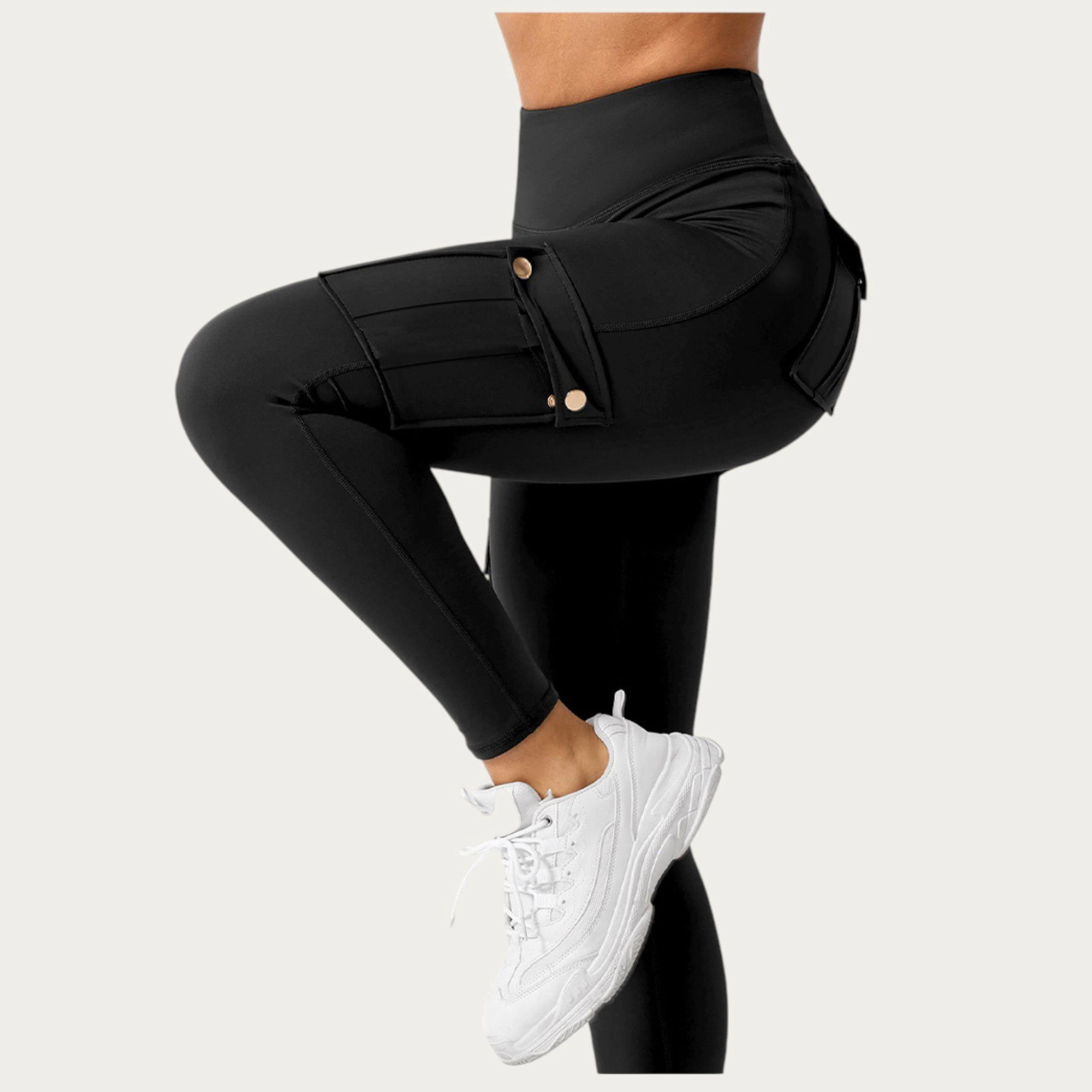 Anna-Kaci Active Women's Cargo Pocket Leggings with Smooth Stretch Fabric Supportive Waistband