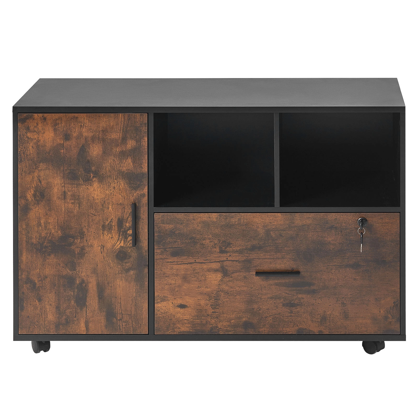 HONGGE Mobile Filing Cabinet with Lockable Rolling File Storage and Shelves Standing Printer Stand for Home Office