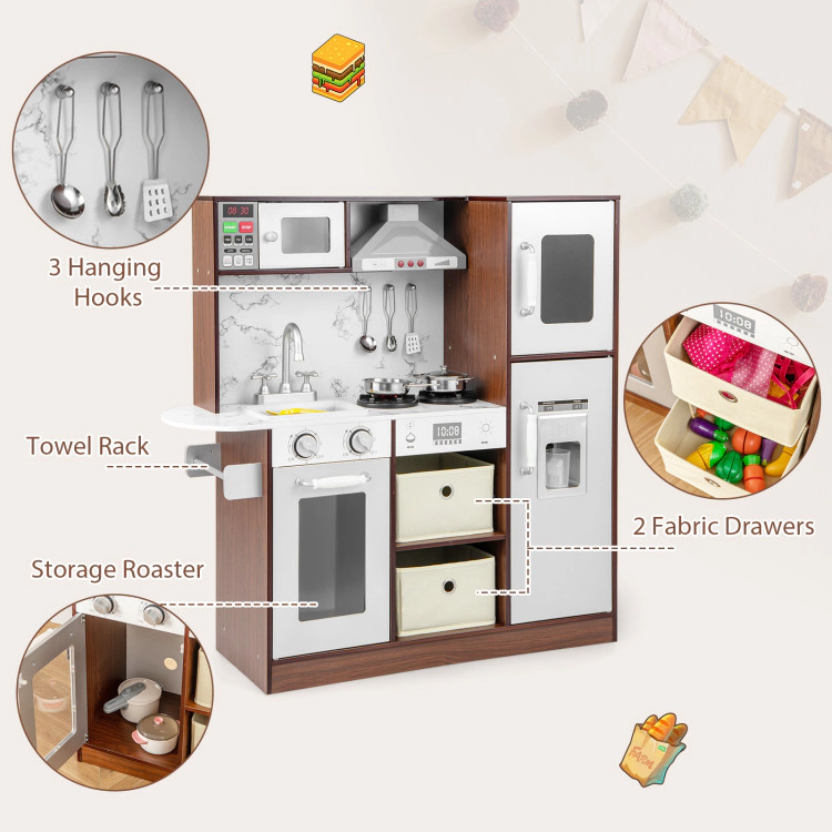 Hivvago Kids Modern Toy Kitchen Playset with Attractive Lights and Sounds