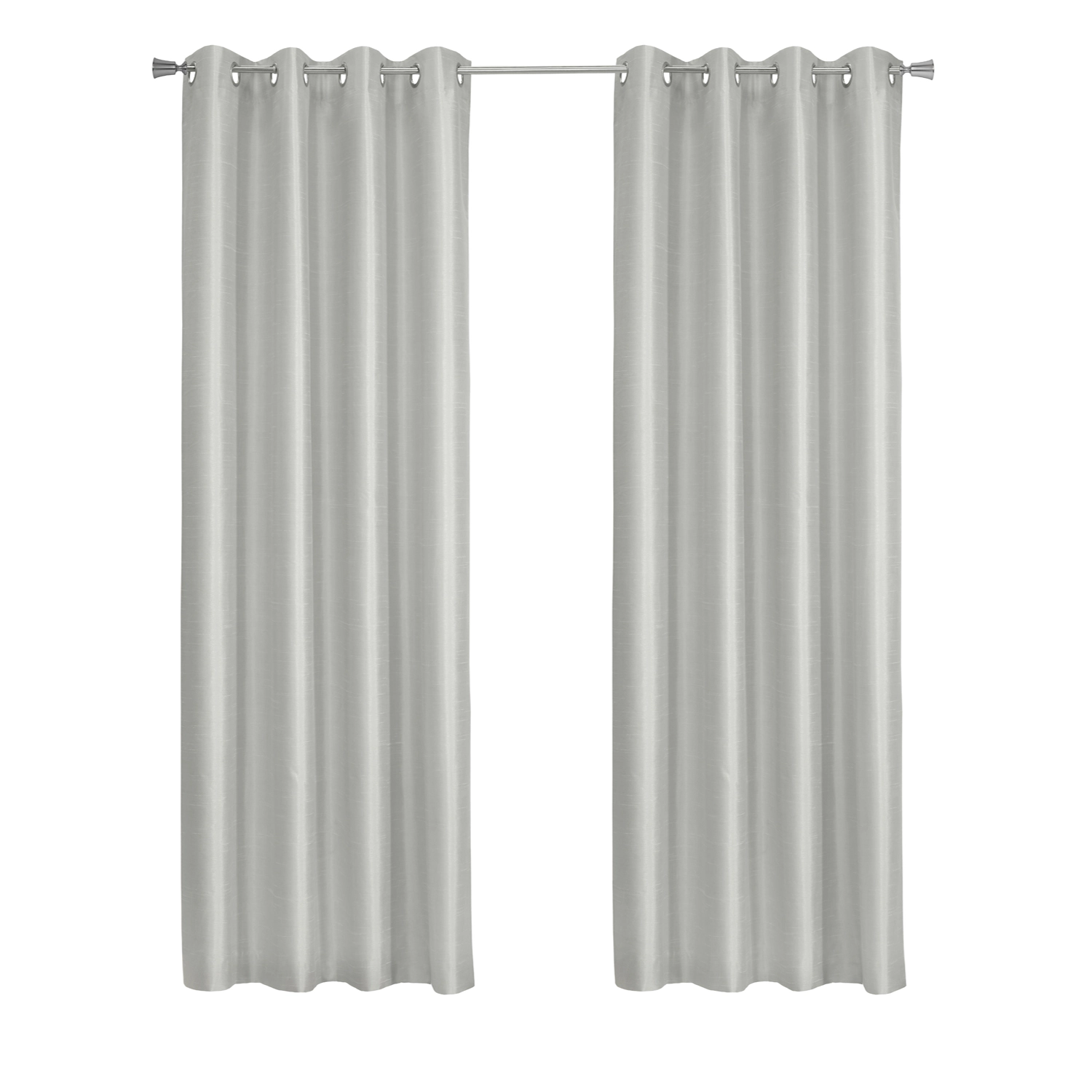 Thermaplus 100% Polyester Glacier Balance Temperature Solid Faux Silk Blackout Grommet Curtain Panel 52" x 108" Silver