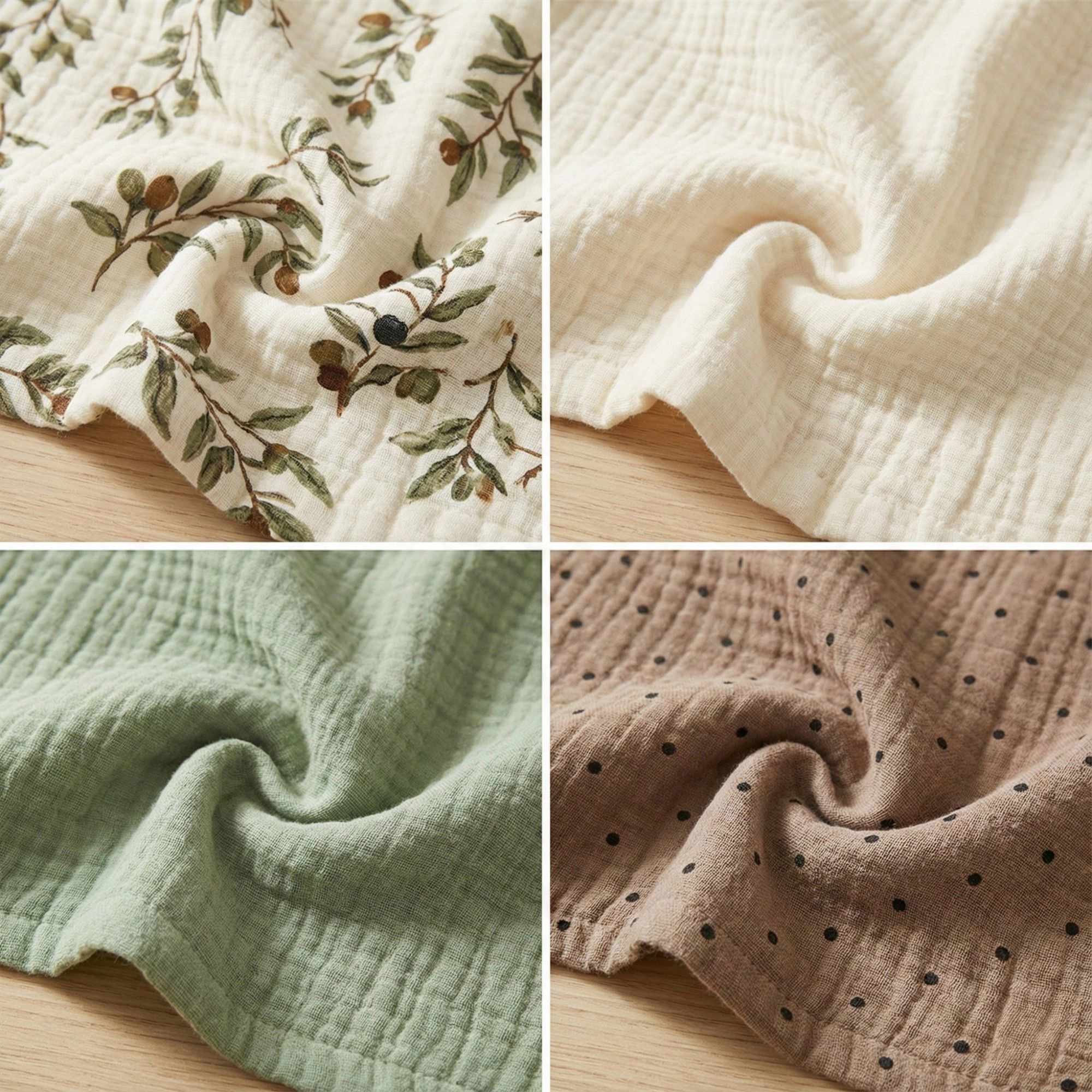 Alilang Unisex Soft Cotton Textured Kitchen Cleaning Cloths Hanging Dish Towels Floral and Solid Mix 4 Pack
