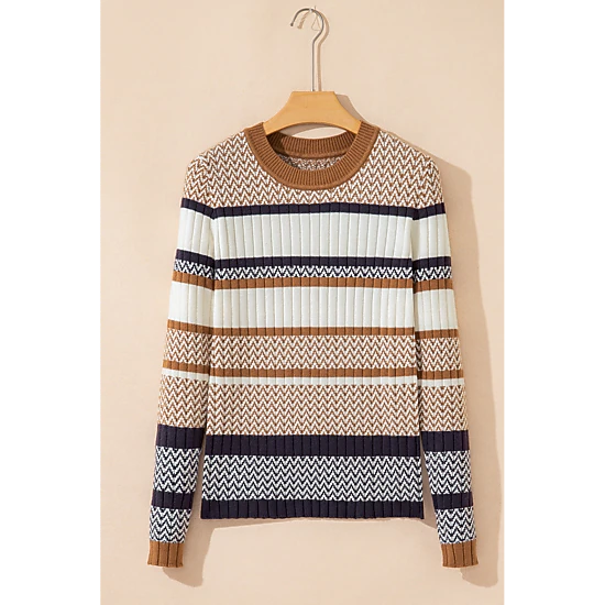 Threaded Pear Women's Avery Ribbed Trim Slim Sweater