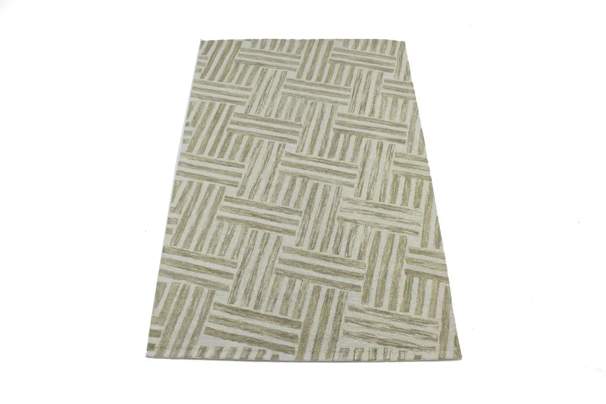 Magic Rugs Brown Geometric 5X8 Hand-Tufted Modern Rug