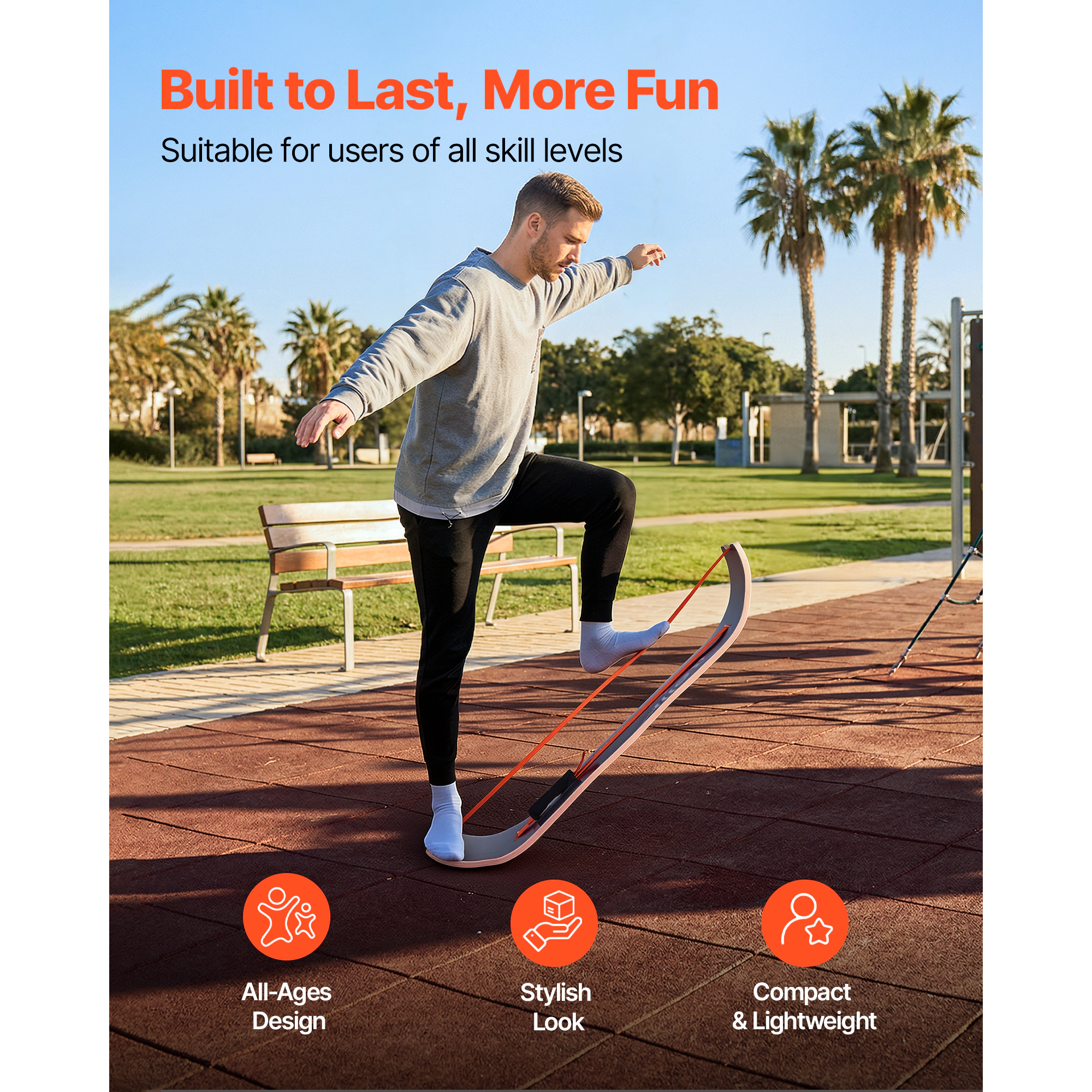 HONGGE Balance Board Wobble Trainer for Adults Premium Wooden Curved Training Equipment Compact &