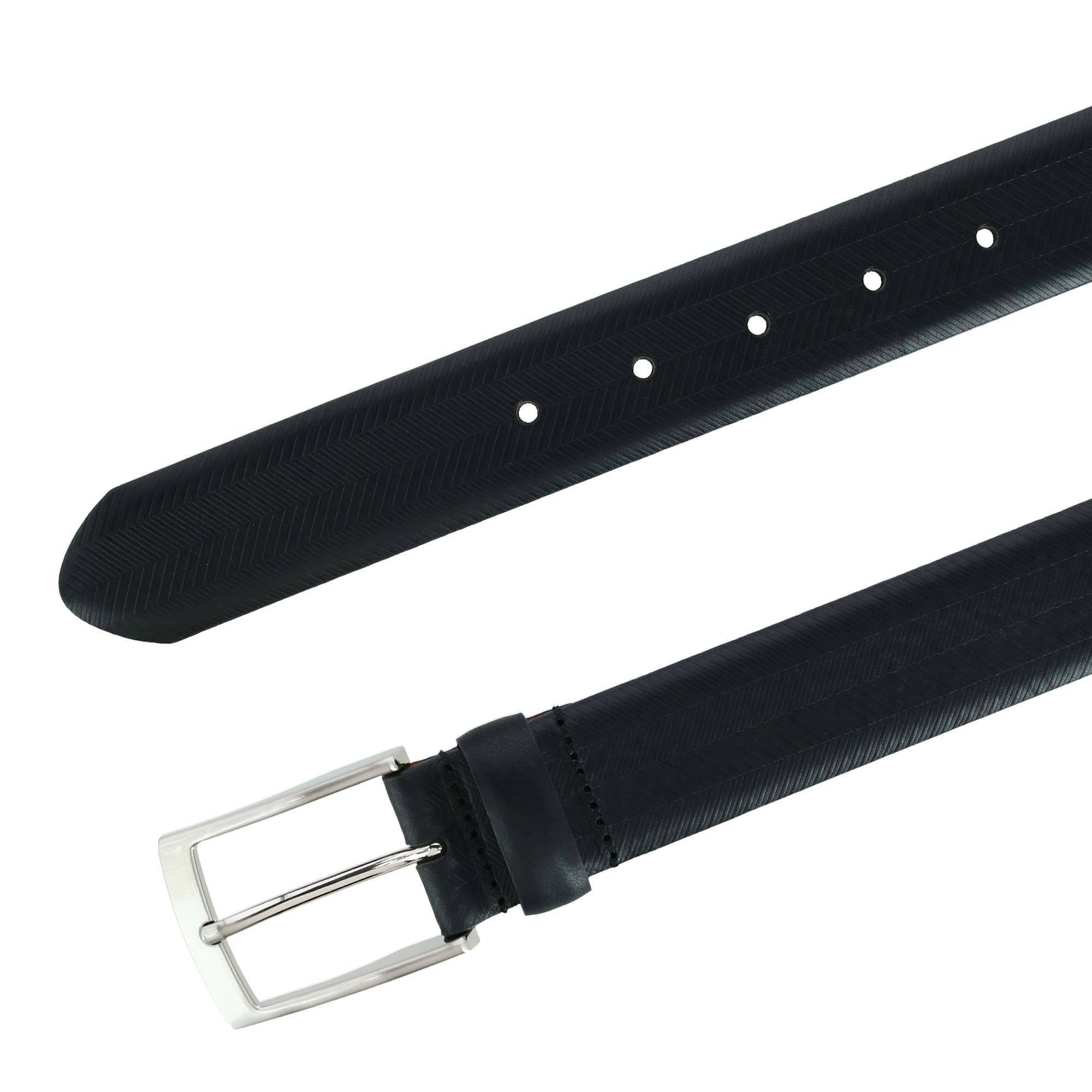 Trafalgar Men's Gregorio Herringbone Embossed Feather Edged Leather Belt