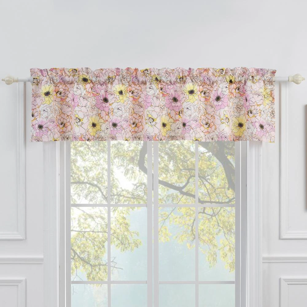 Greenland Home Fashion Misty Bloom Bow Tie Window Kitchen Curtain Valance - Pink 84x16"